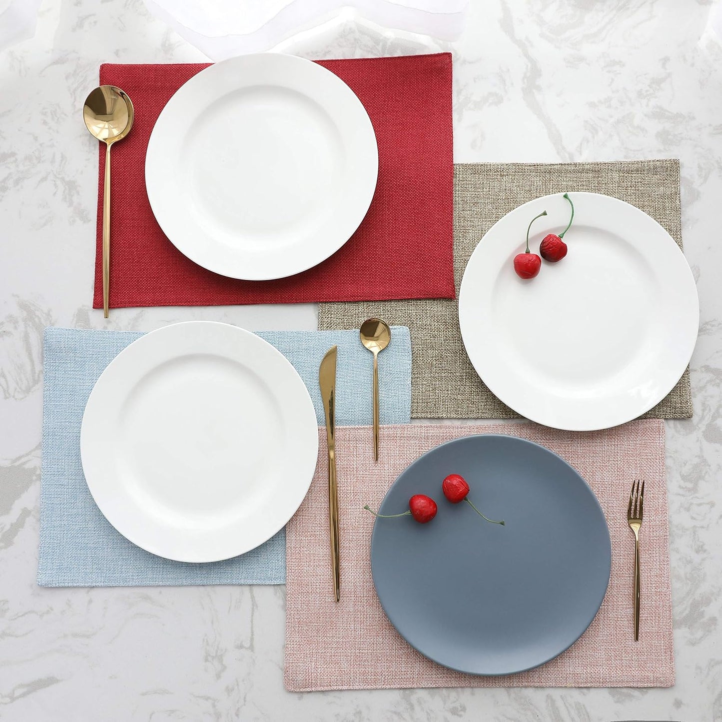 Home Brilliant Cotton Linen Placemats Set of 6 Heat Resistant Textured Place mats Washable Cloth Placemats for Kitchen
