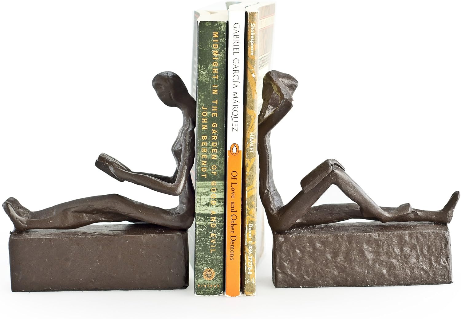 . Man and Woman Reading Metal Bookend Set