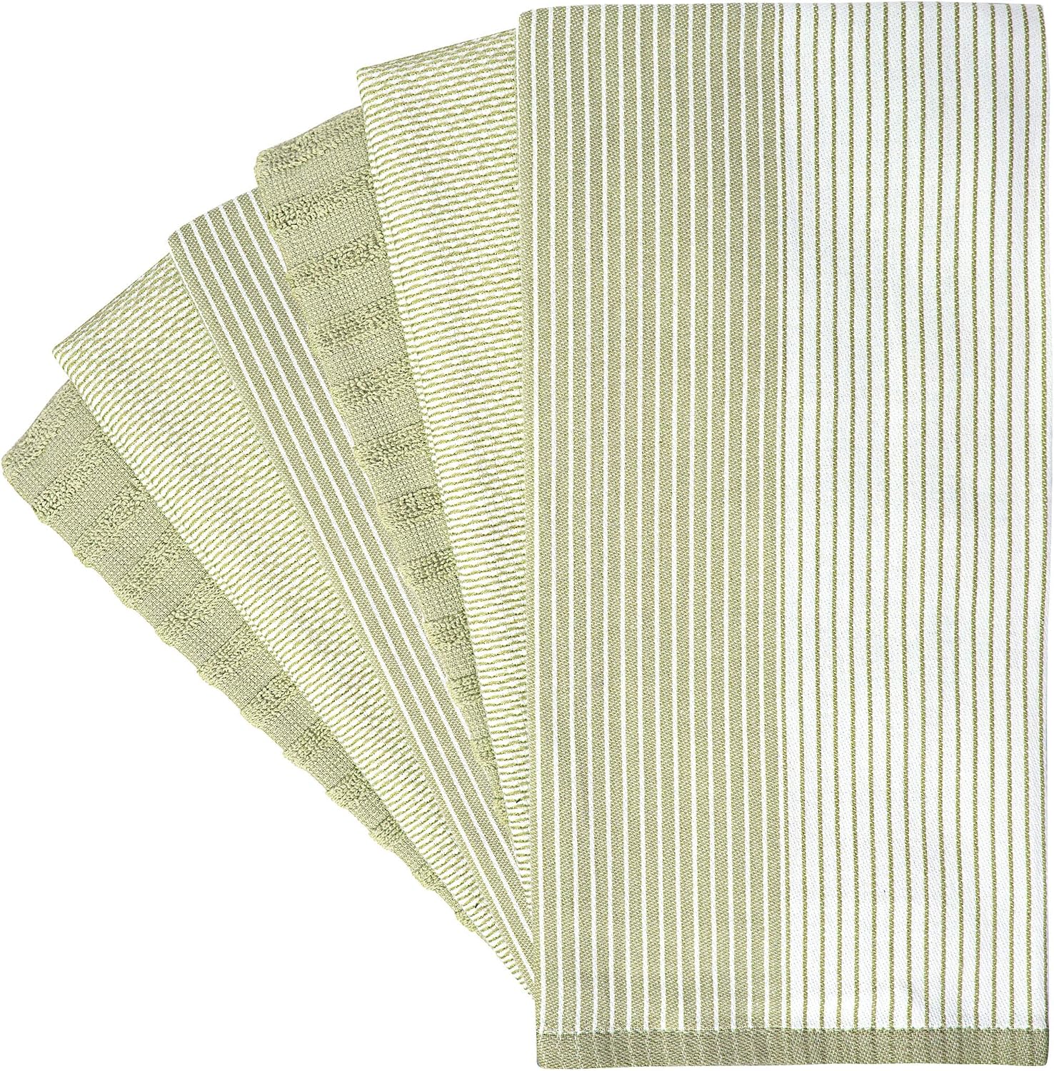 Premium Kitchen Towels 6 Pack 100% Cotton, 20"x28" Dish Towels - Sage | Large Flat & Terry Kitchen Linen Set with