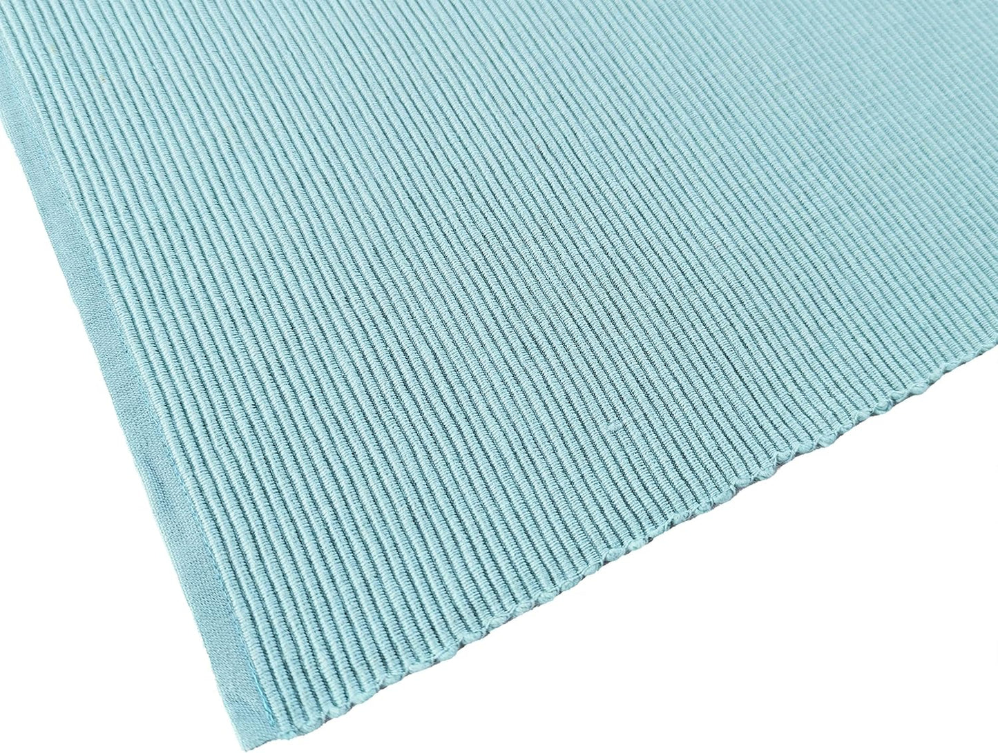 100% Cotton Ribbed Placemats - Set of 8-13 x 19 Inches - Light Blue - Everyday Cloth Table Mats - Thick Construction
