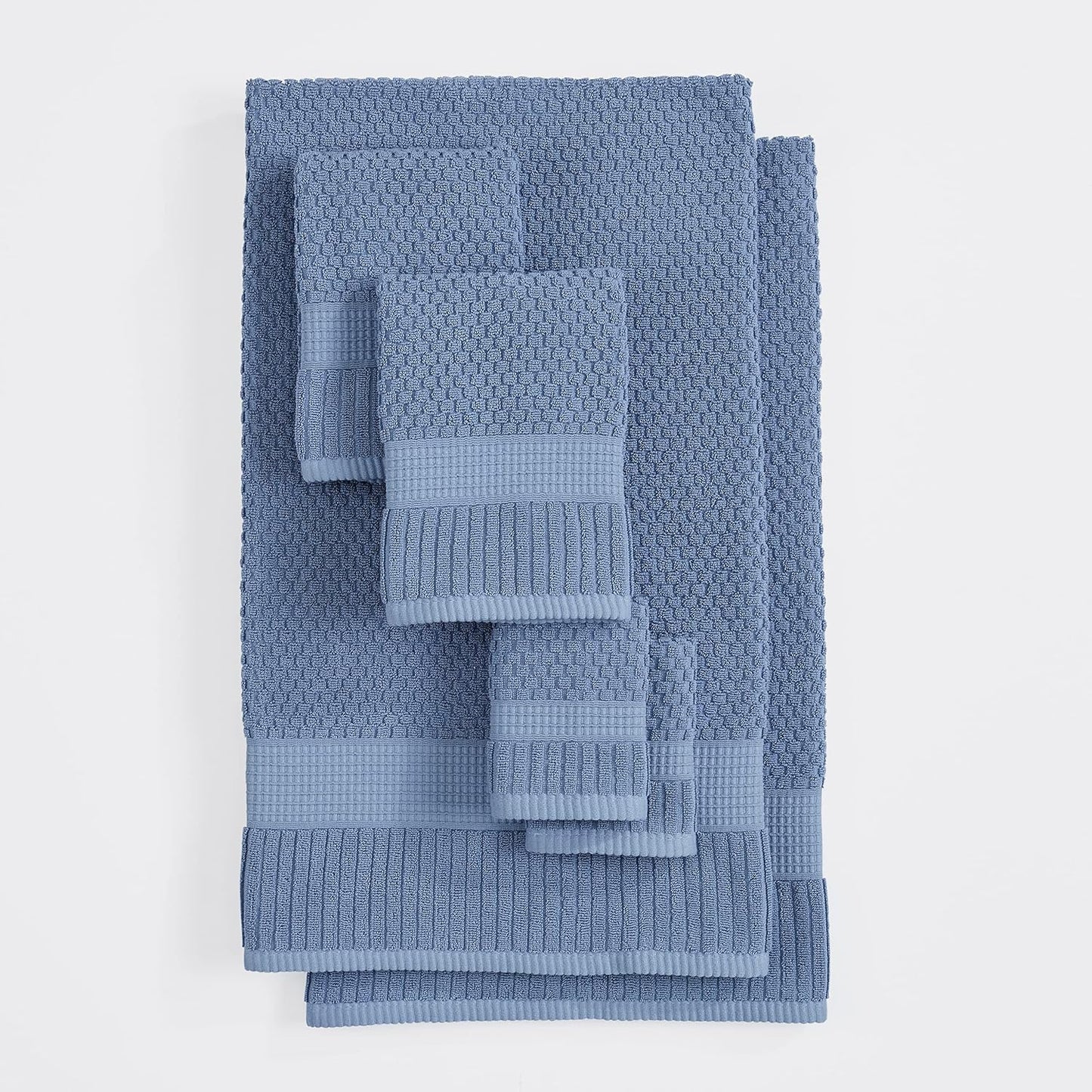 NY Loft 100% Cotton 6-Piece Bath Towel Set | Blue | Oeko-TEX | Quick-Dry | 30" x 52" Bath Towels | 16" x 28" Hand