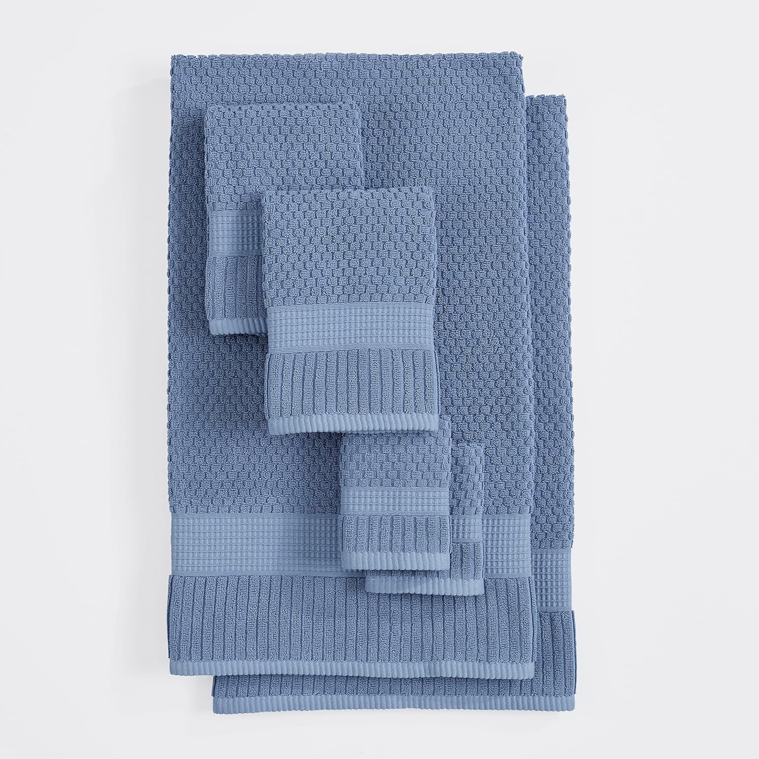 NY Loft 100% Cotton 6-Piece Bath Towel Set | Blue | Oeko-TEX | Quick-Dry | 30" x 52" Bath Towels | 16" x 28" Hand
