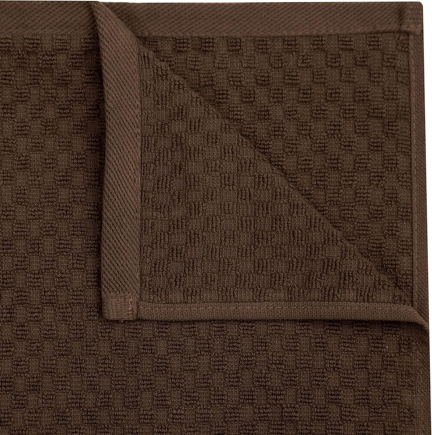 COTTON CRAFT Amazing Kitchen Towel - 12 Pack 100% Cotton Waffle Terry Towel | Chocolate - 16x28 Euro Café Waffle Weave