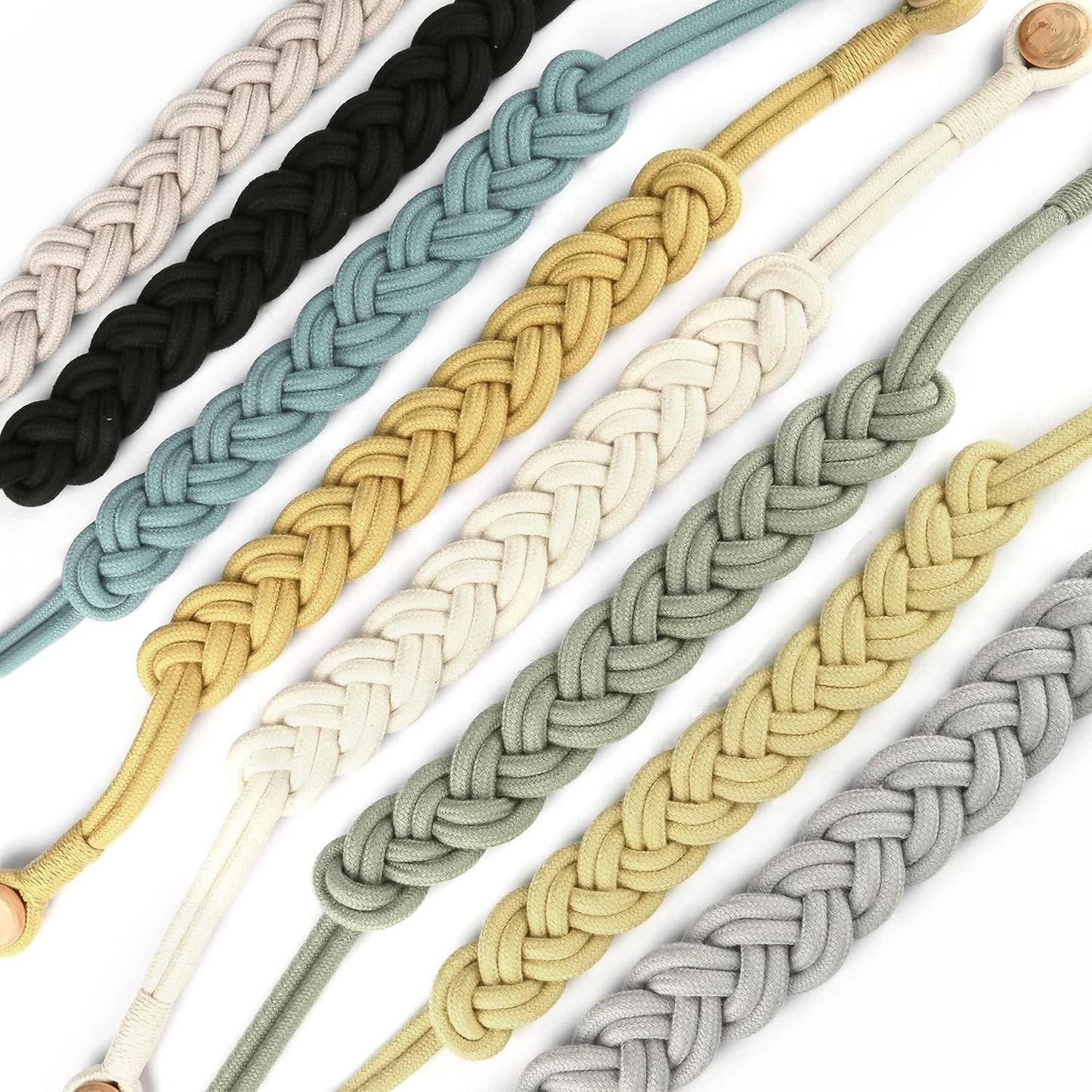 BEL AVENIR Curtain Tiebacks Magnetic 4 Pack Woven Drapery Holdback | Handmade Curtain Ties, No Drill, for Outdoor