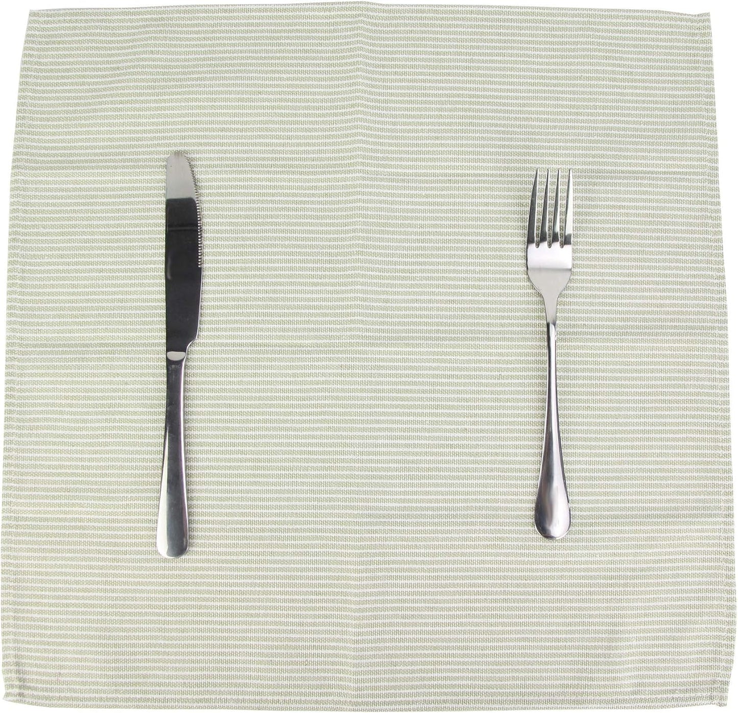 Narrow Striped Cotton Linen Blended Dinner Cloth Napkins - Set of 12 (40 x 40 cm) - for Christmas Parties Events & Home