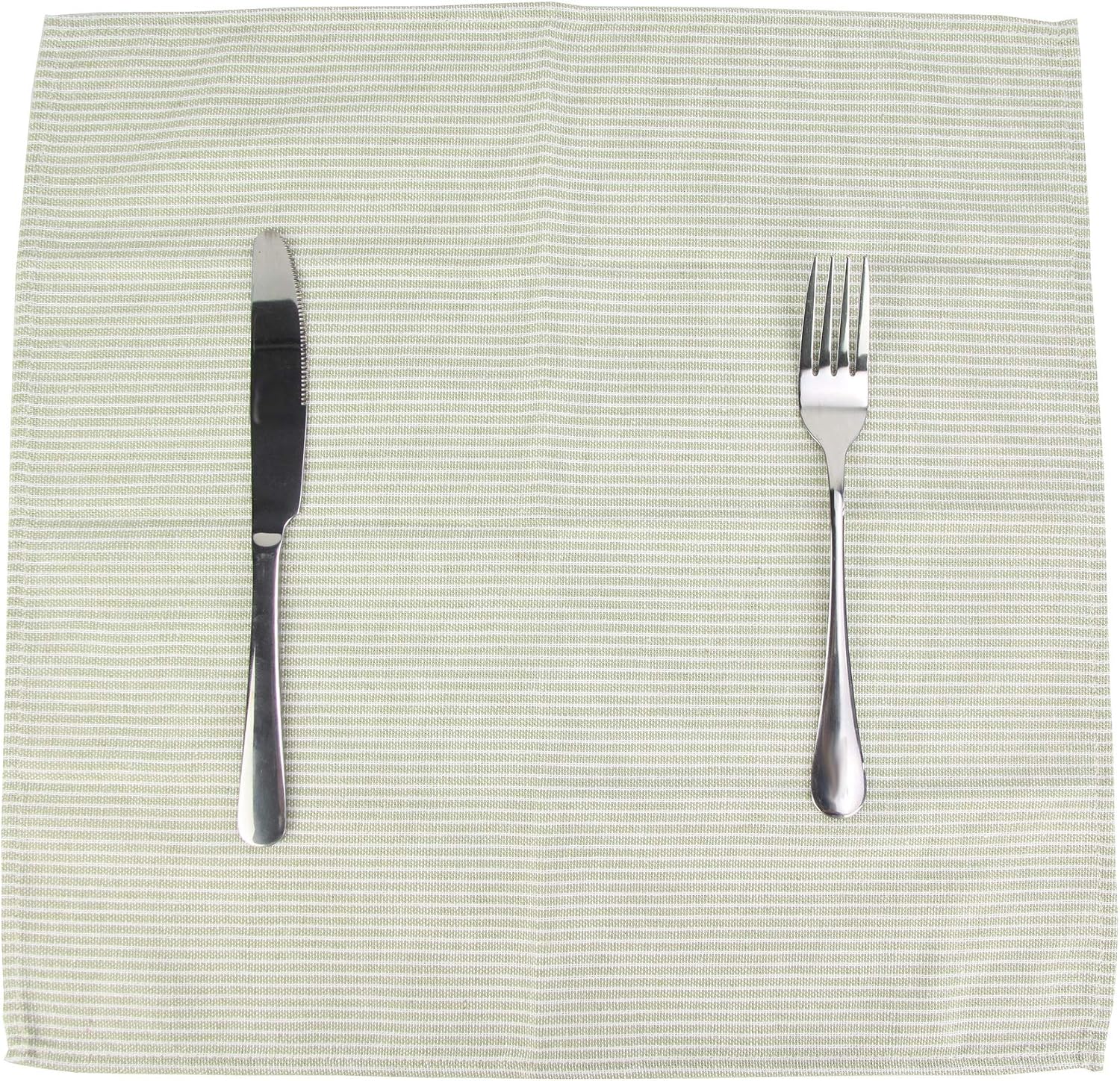 Narrow Striped Cotton Linen Blended Dinner Cloth Napkins - Set of 12 (40 x 40 cm) - for Christmas Parties Events & Home