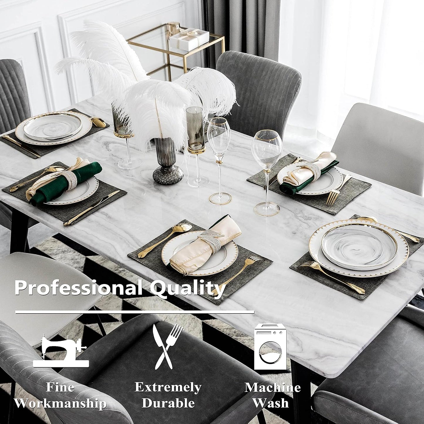Home Brilliant Cloth Placemats Set of 6 Heat Resistant Dining Table Place Mats Kitchen Table Mats, 13x19 inches, Dark