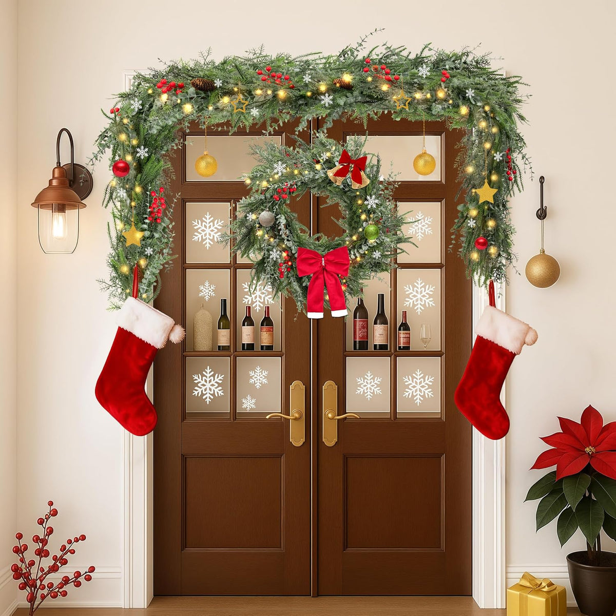 9FT Artificial Norfolk Pine Christmas Garland, Winter Decor | Winter Cedar Eucalyptus Greenery Realistic Tree for