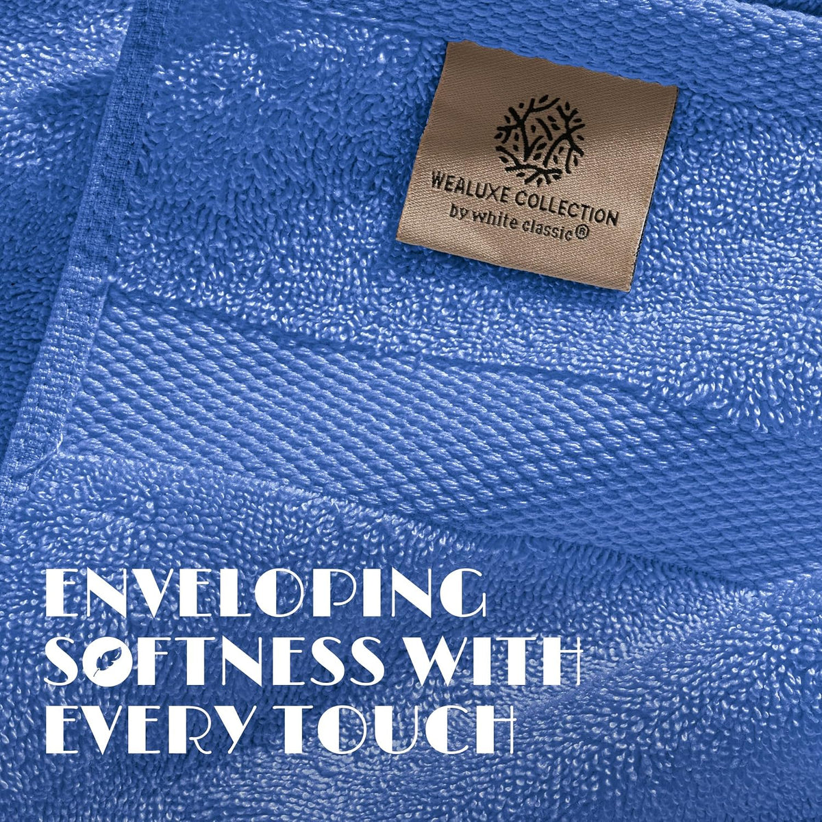 White Classic Wealuxe Light Blue Bath Towels 24x50 Inch, Cotton Towel Set for Bathroom, Hotel, Gym, Spa, Soft Extra