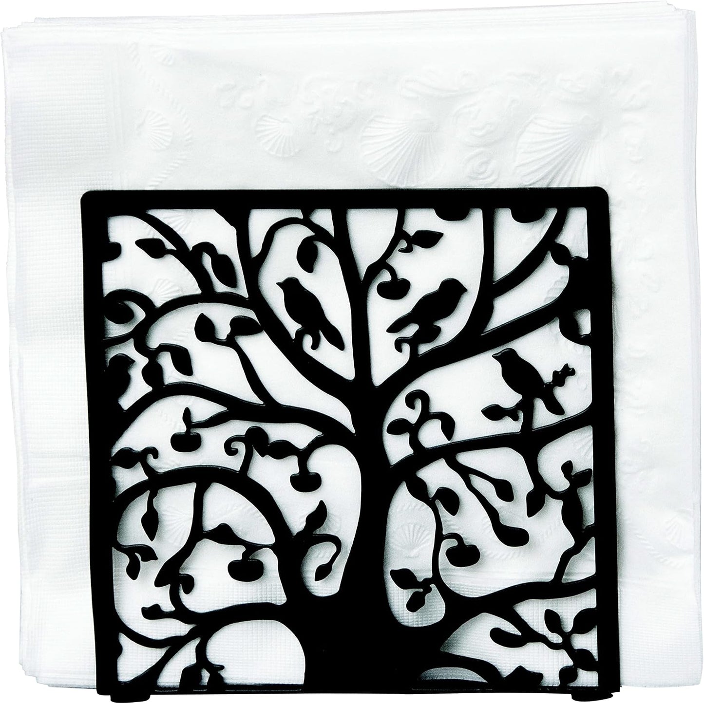 Decorative Metal Napkin Organizer / Tree and Bird