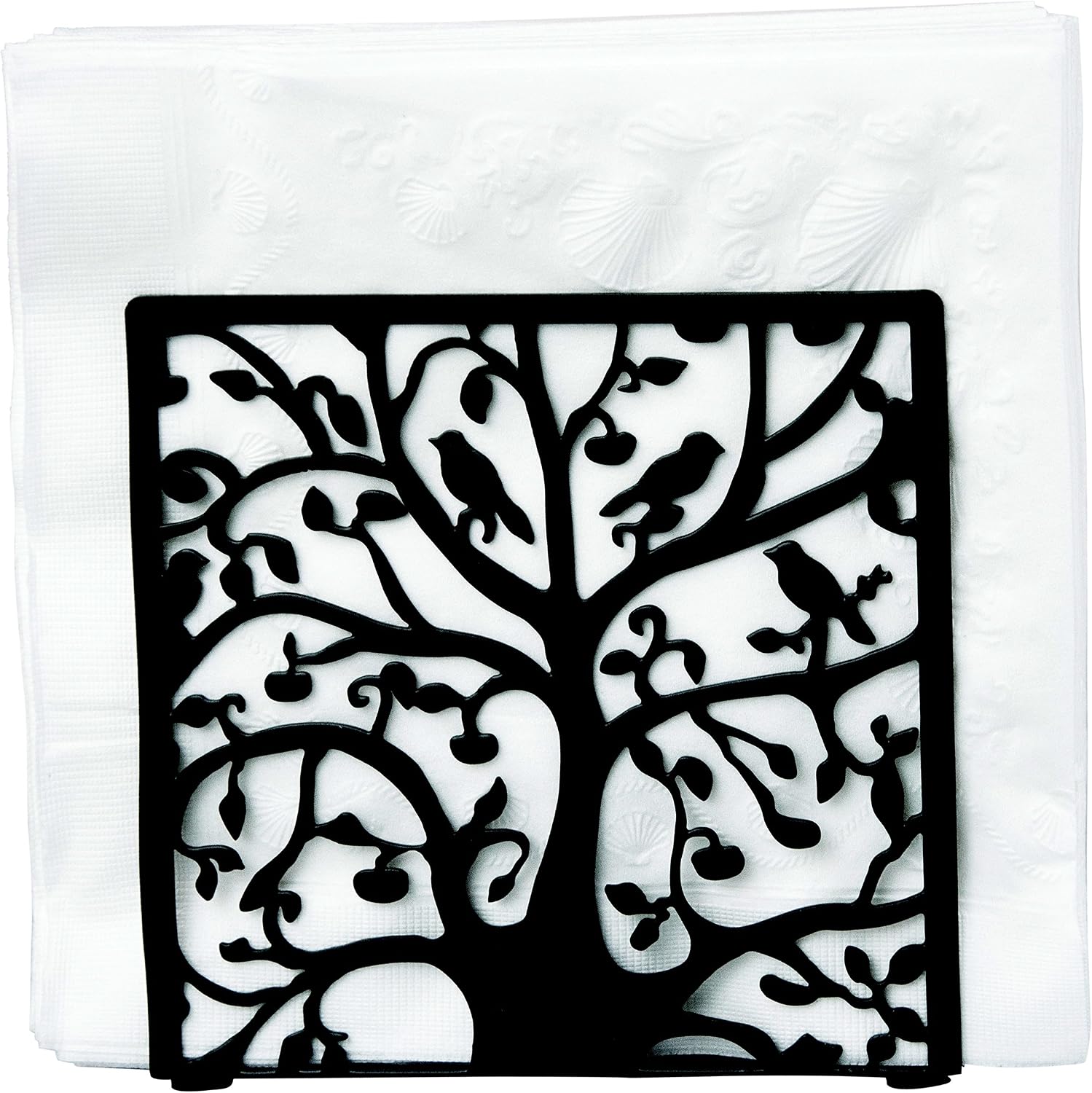 Decorative Metal Napkin Organizer / Tree and Bird