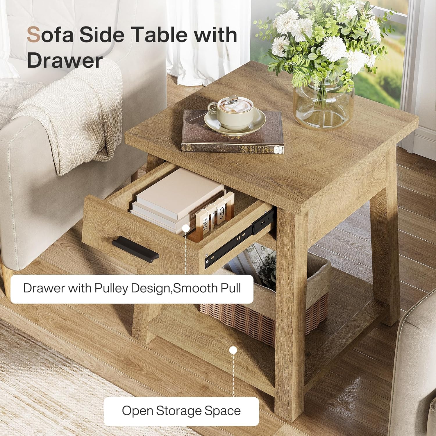 2 -Tier Wooden End Table