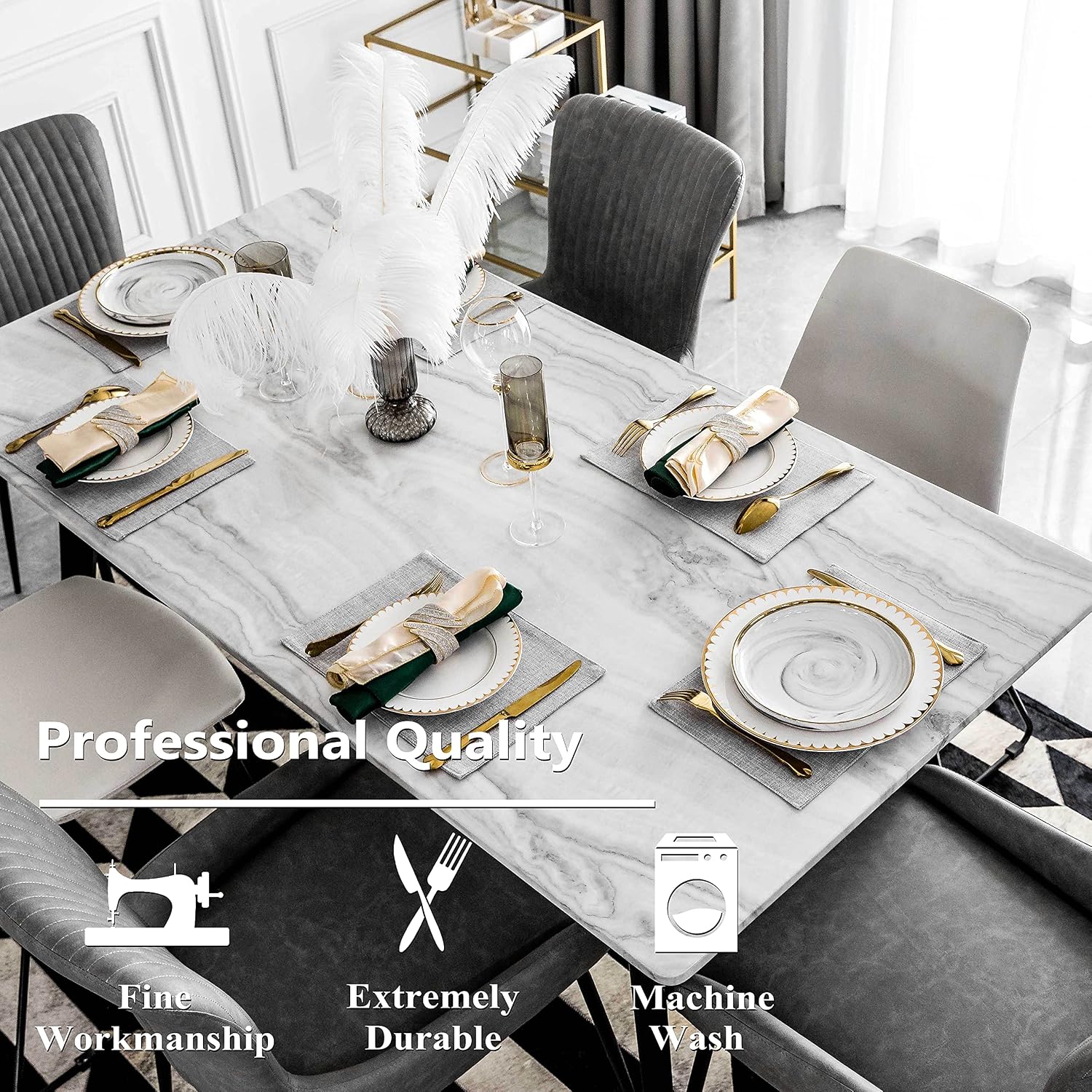 Home Brilliant Cloth Placemats Set of 6 Table Place Mats Light Grey Placemat Easy to Clean Heat Resistant Machine