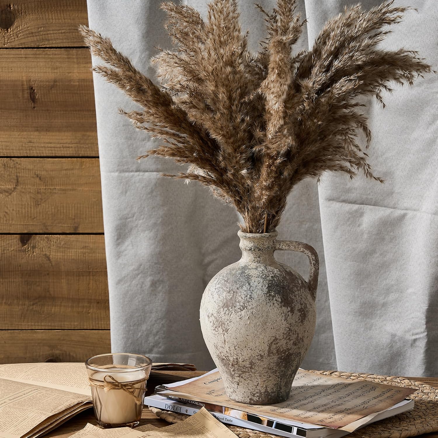 Rustic Vase / Antique Ceramic Vase / Gray- 8.3 / 8.3 Inch