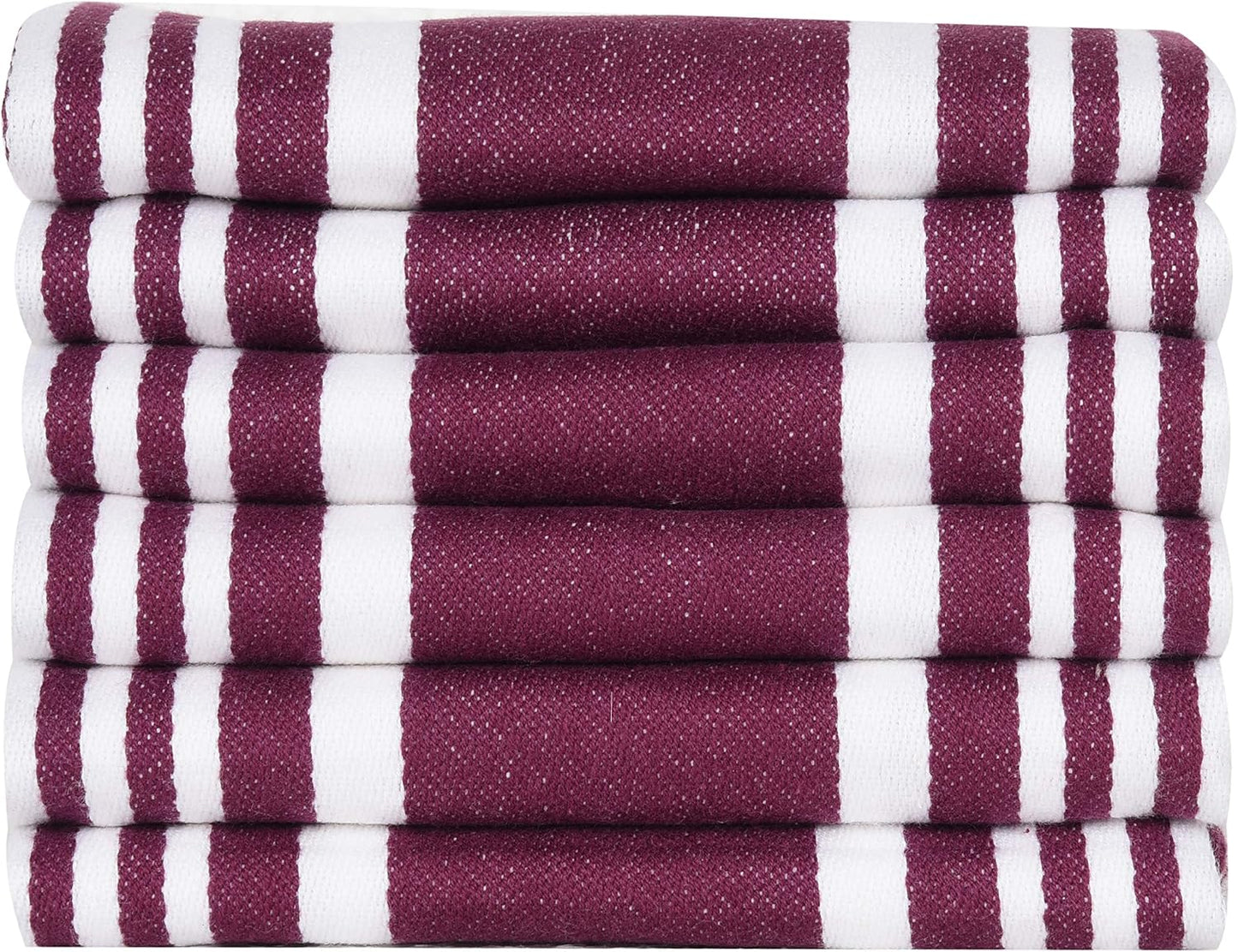 Urban Villa Kitchen Towels Cotton Dish Towels 20”x30” (Set of 6) Wine Wht