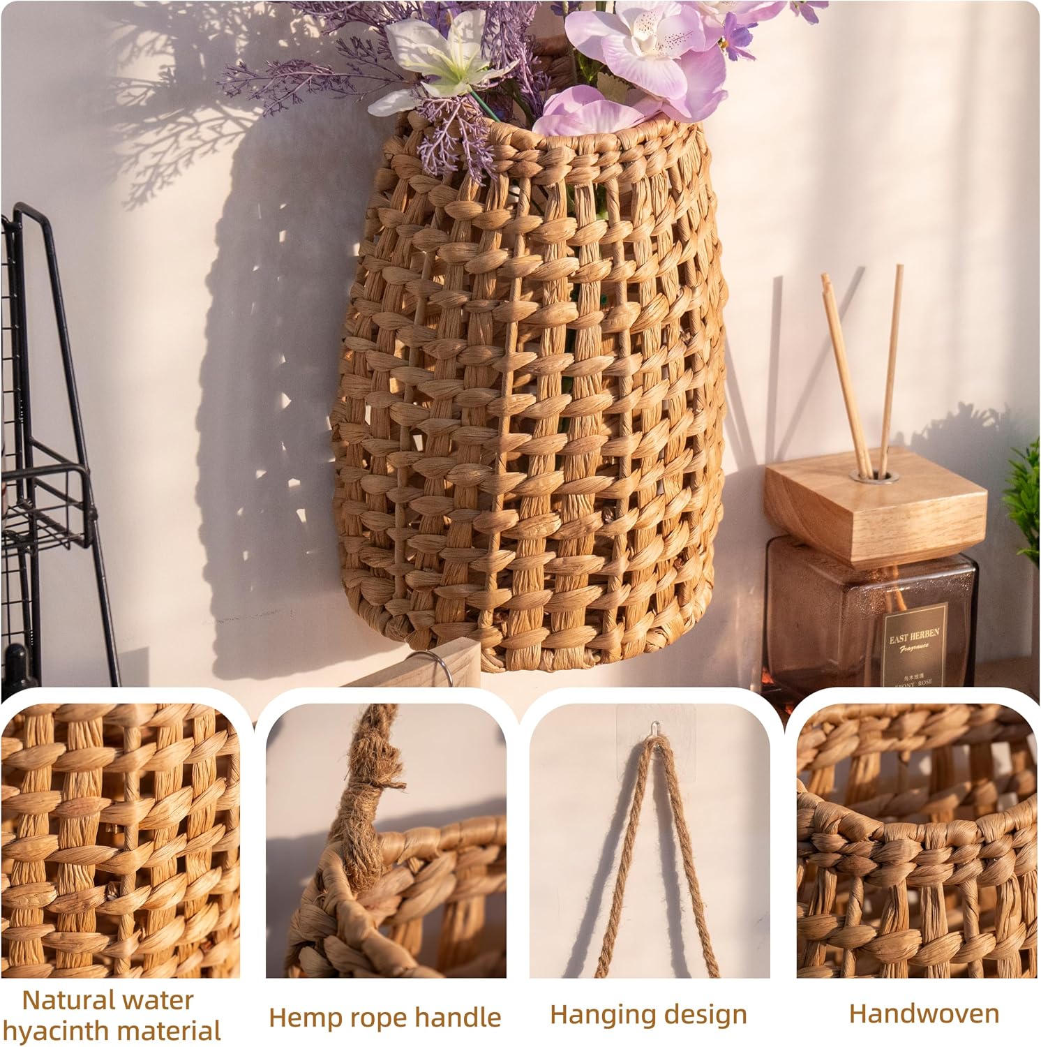 Woven Hanging Basket Door Hanging Basket Wall / Water Hyacinth