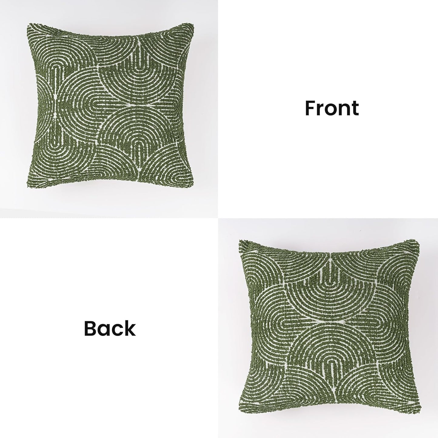 Boho Decorative Textured Throw Pillow Covers / Olive Green / 20 x 20 / Set of 2