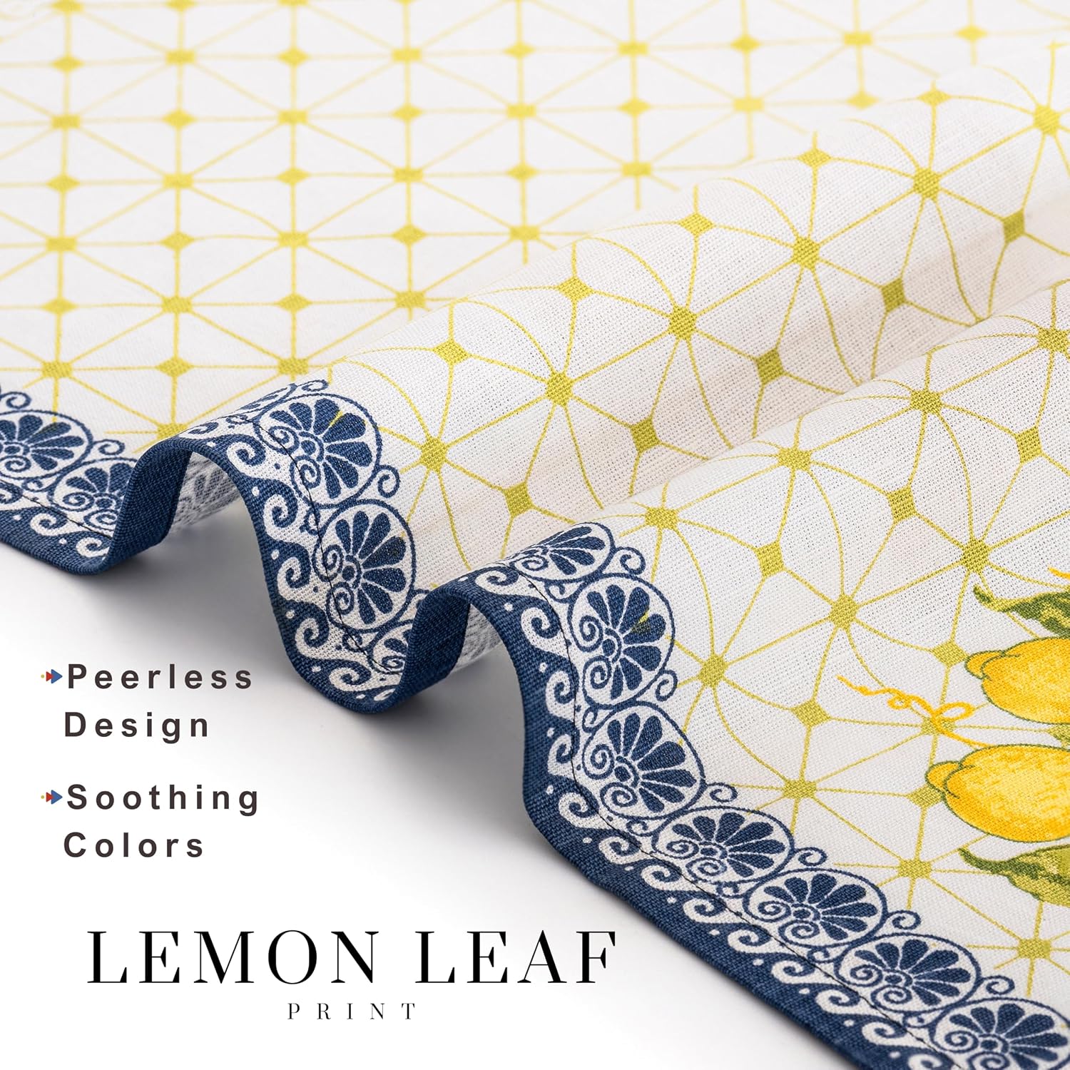 FINGERCRAFT Cloth Napkins Set of 12 Cotton Linen, 20x20 Inch, Lemon Leaf | Mitered corner, washable, soft, absorbent