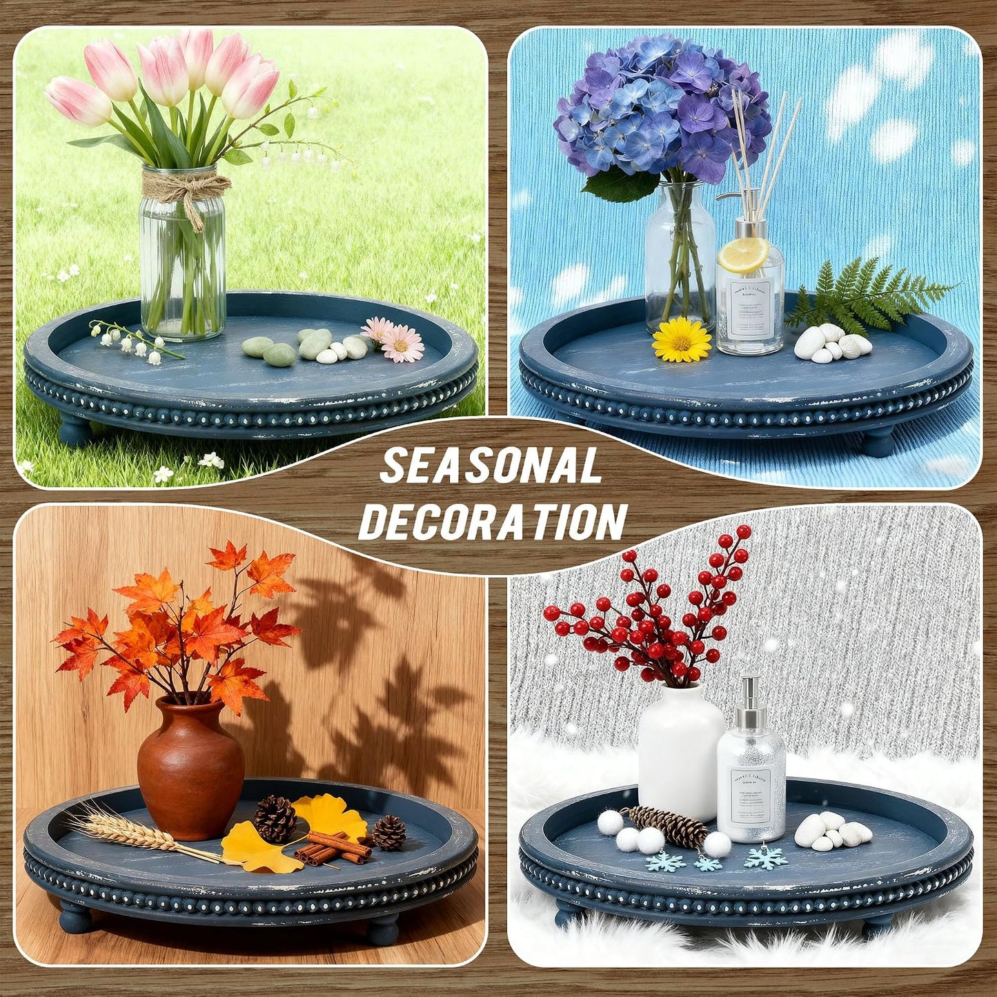 Handmade Decorative Tray / Blue / 12 Inch