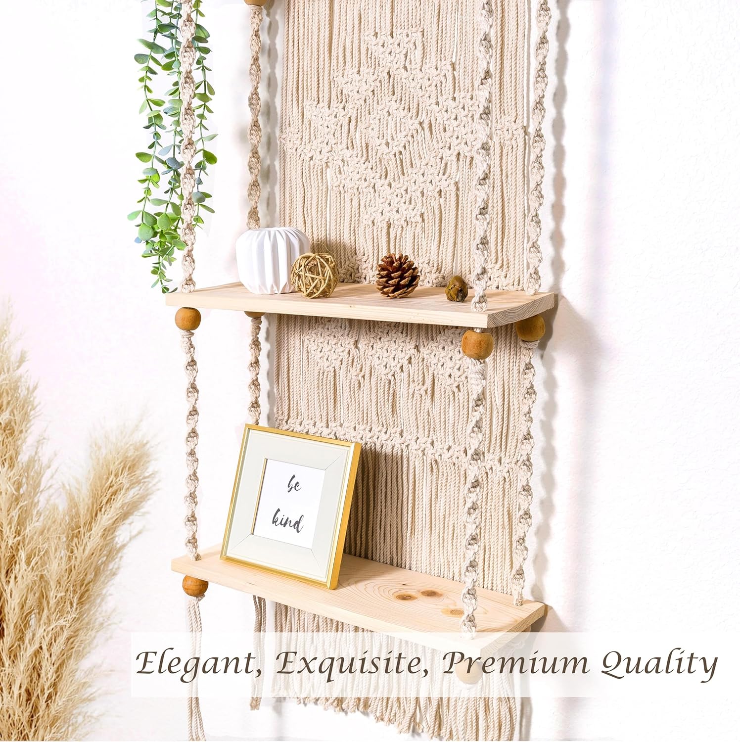 Handmade of Woven Rope Boho Shelves Organizer / Tier 3