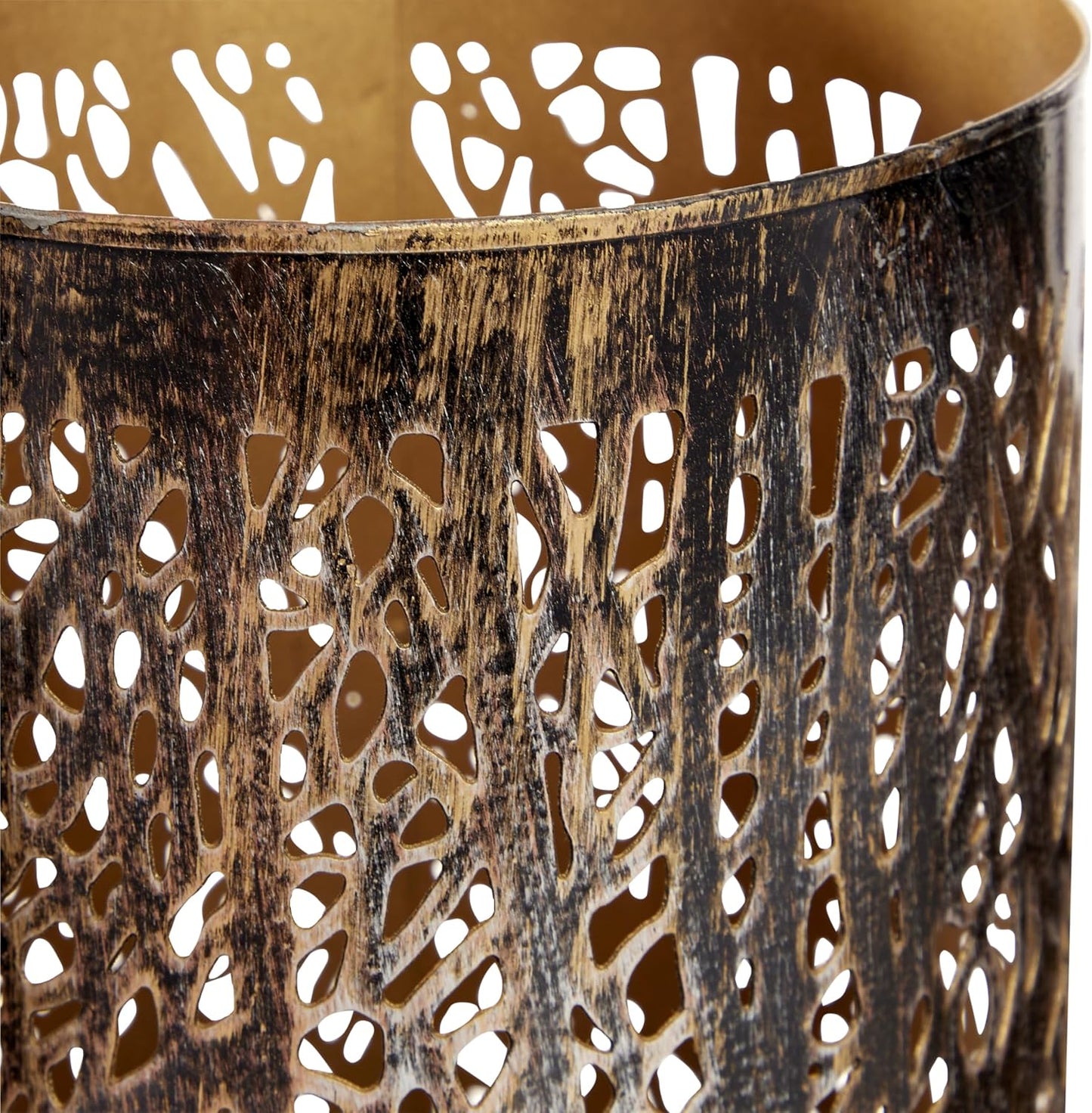 Deco 79 Metal Indoor Outdoor Candle Lantern 12", 9", 5"H, Brushed Bronze | Elevate tabletops, metal candle holder set