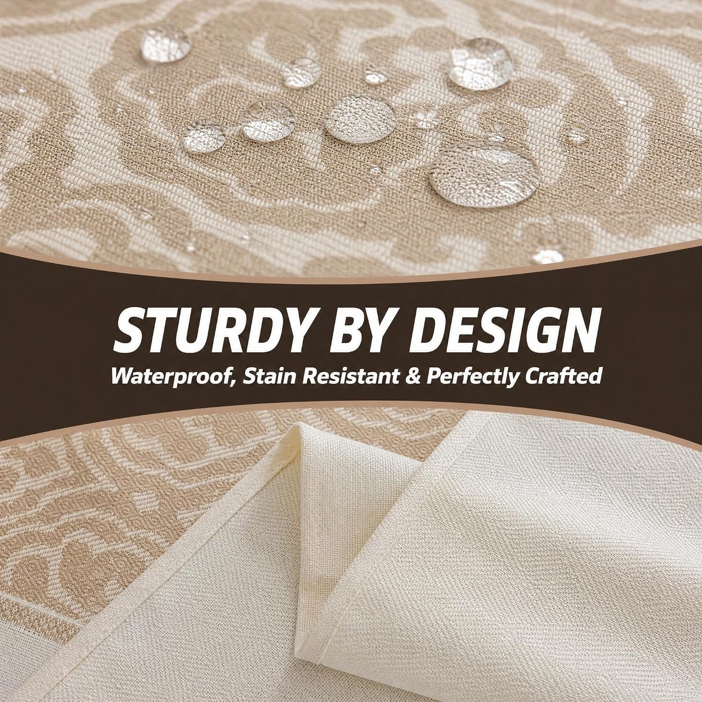 Rectangle Linen Tablecloth Classic Vine Spillproof Cloth 55x102 Inch | Stain Resistant Woven Classic Scroll Runner