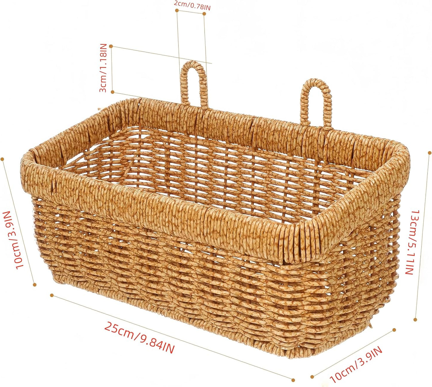 Wall Hanging Baskets Woven Basket Boho Style Fruit Basket Storage Baskets for Organizing / 11 Inch