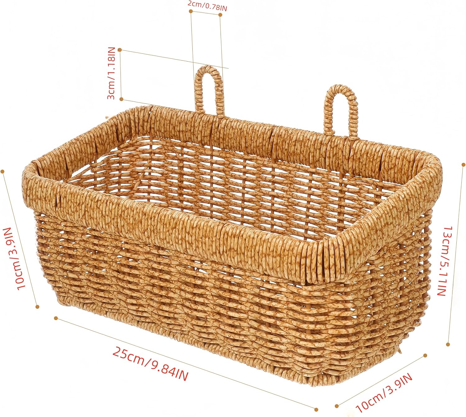 Wall Hanging Baskets Woven Basket Boho Style Fruit Basket Storage Baskets for Organizing / 11 Inch