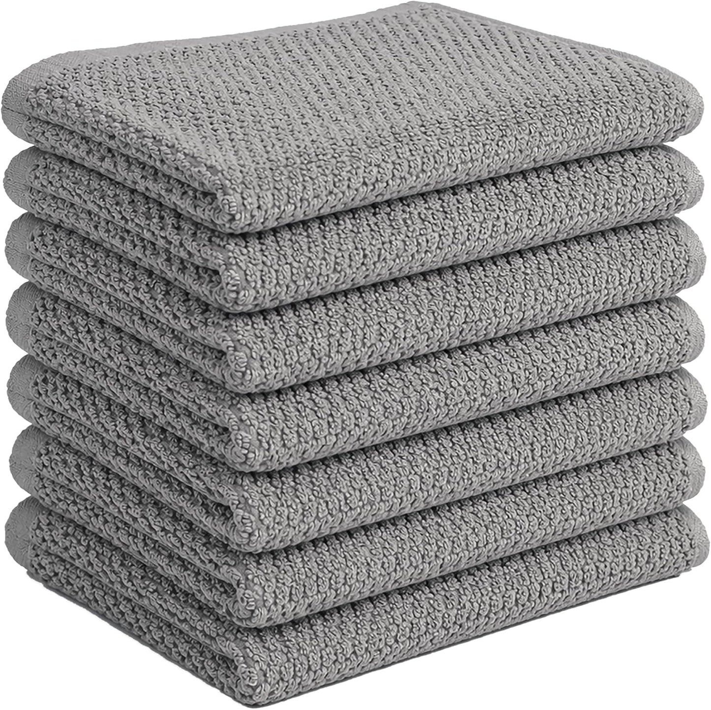 Bumble Kitchen Towels 6 Pack 100% Cotton 16"x26" - Grey Solid | 430 GSM Soft Kitchen Hand Towels with Hanging Loop