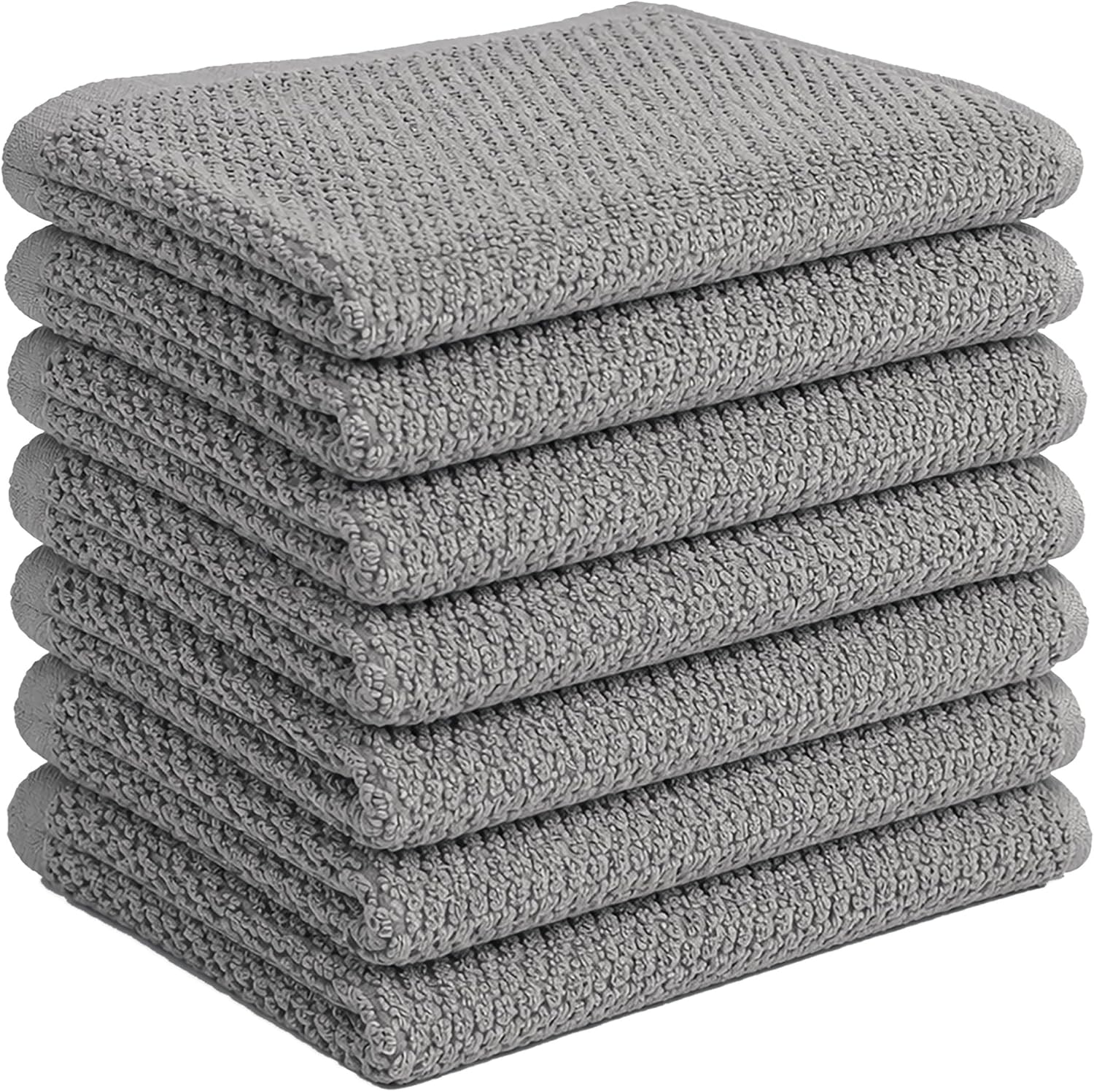 Bumble Kitchen Towels 6 Pack 100% Cotton 16"x26" - Grey Solid | 430 GSM Soft Kitchen Hand Towels with Hanging Loop