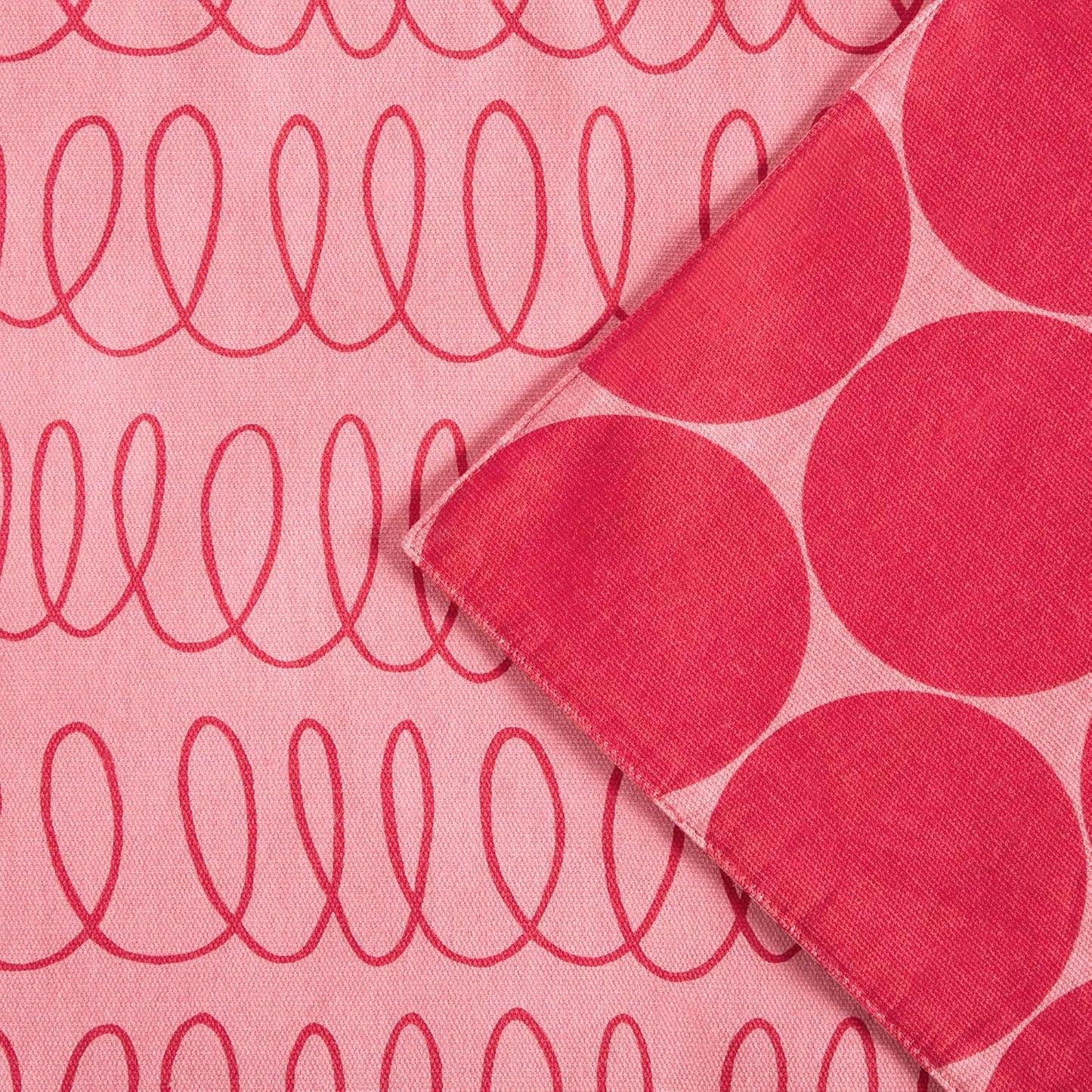kate spade new york in The Loop & Joy Dot Reversible Table Runner, 100% Cotton, Machine Washable, Rose Pink/Red