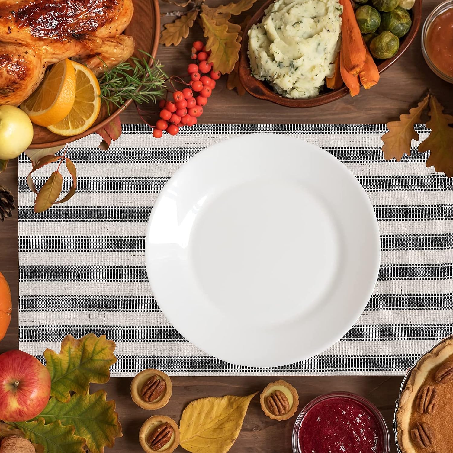 Home Brilliant Cloth Placemats Set of 6 Heat Resistant Place Mats for Dining Table Farmhouse Washable Placemats for