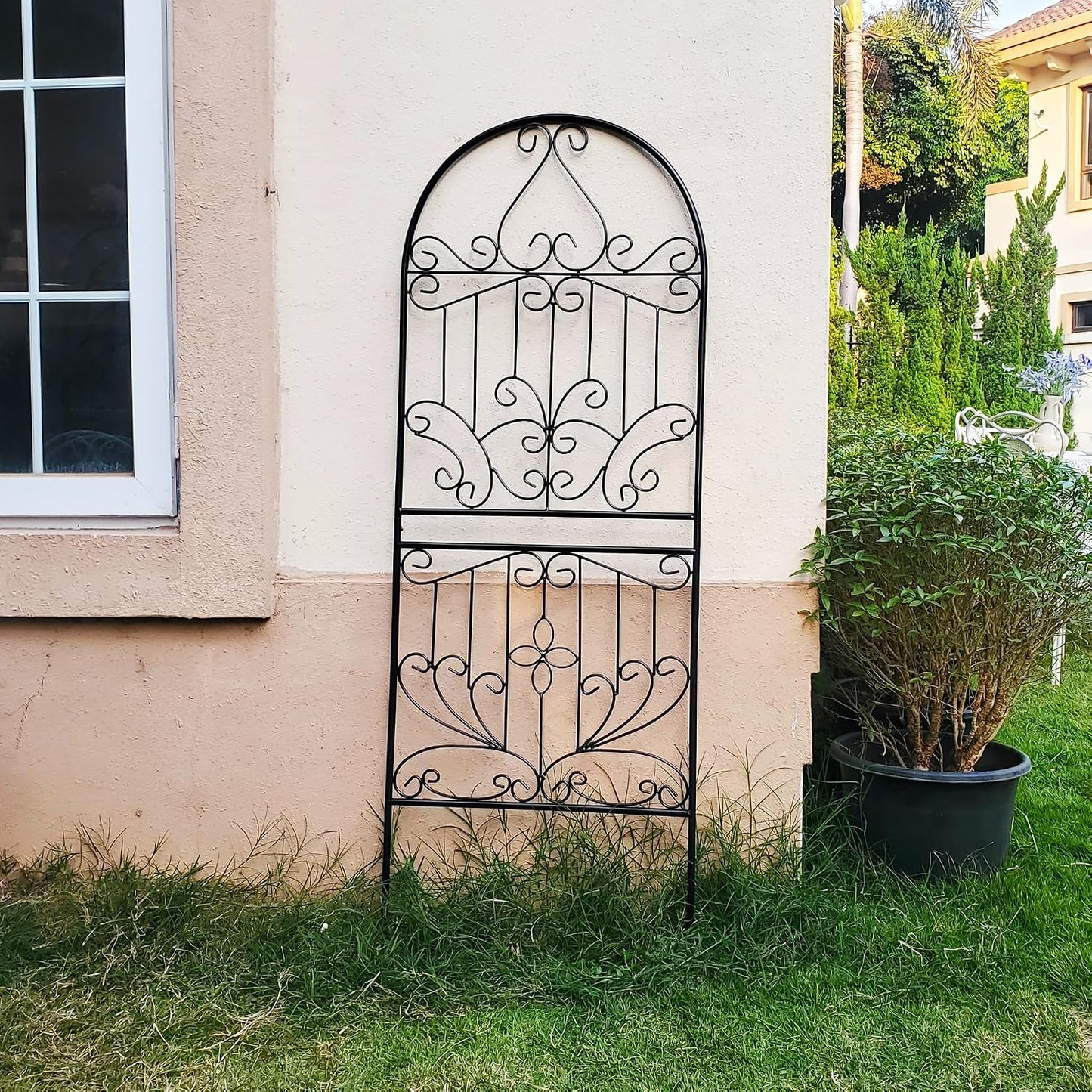 Trellis for Climbing Plants 59" H x 22" W Metal Unique Design Decorative Garden Structure Weather-Resistant Lattice