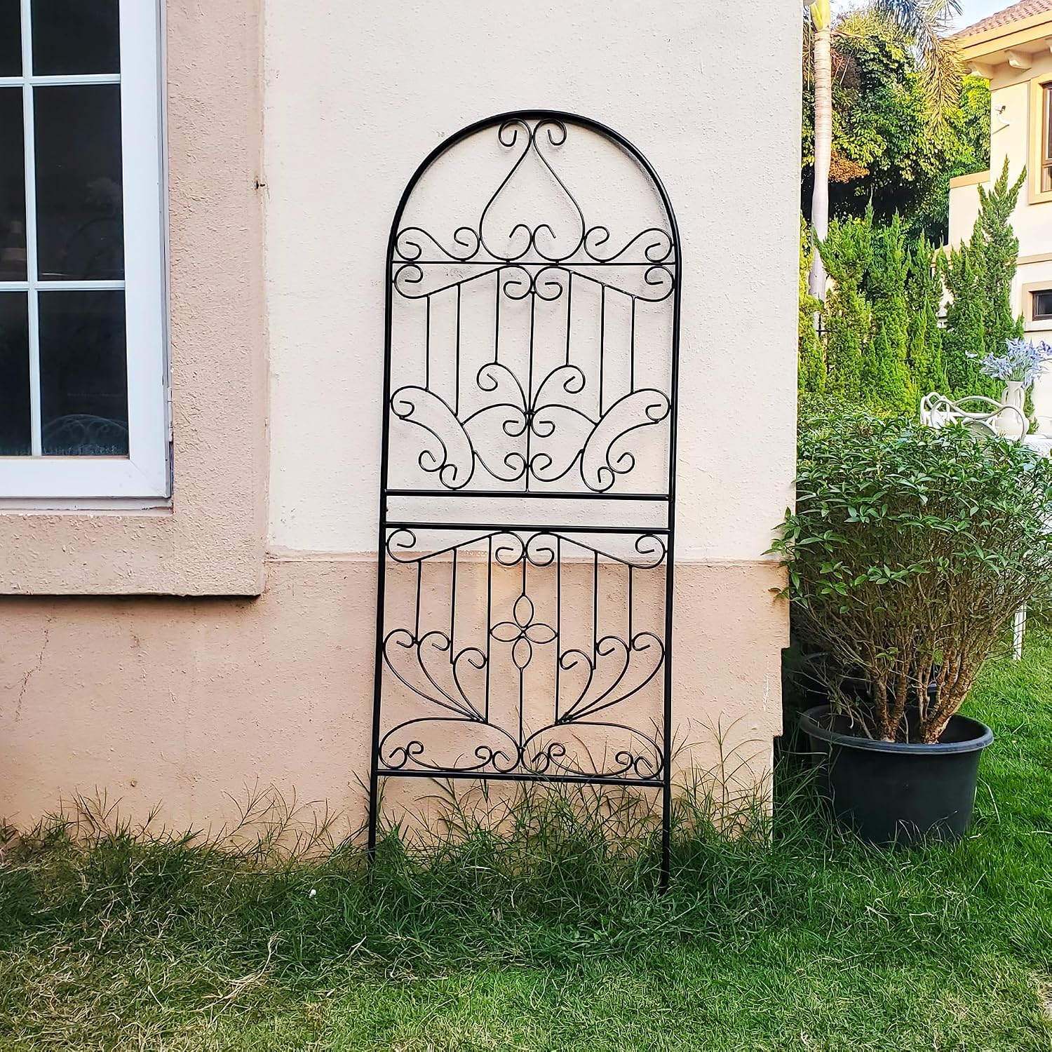 Trellis for Climbing Plants 59" H x 22" W Metal Unique Design Decorative Garden Structure Weather-Resistant Lattice