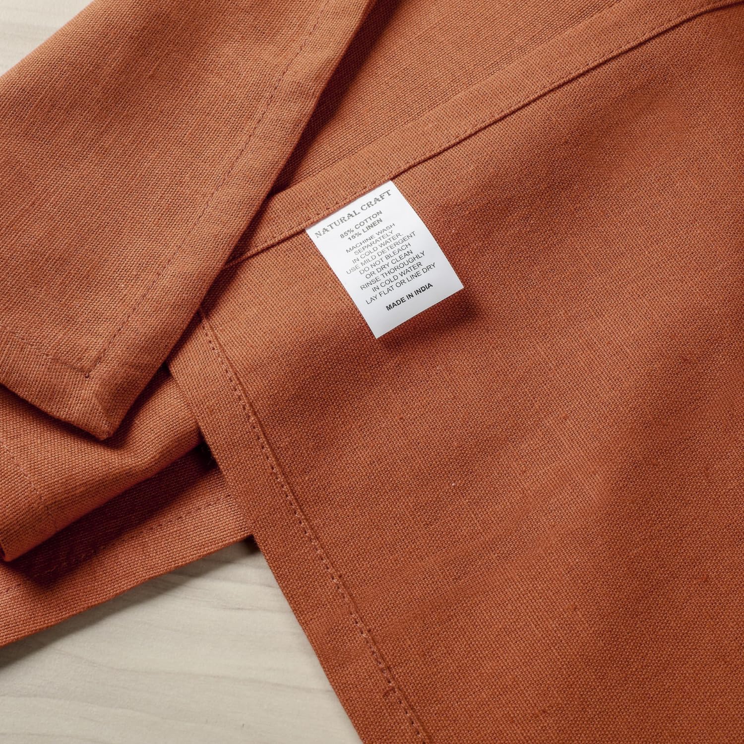 NATURALCRAFT Cloth Napkins Set of 12 Cotton Linen18x18 inch Rust | Washable Reusable Fabric Soft Durable Quality