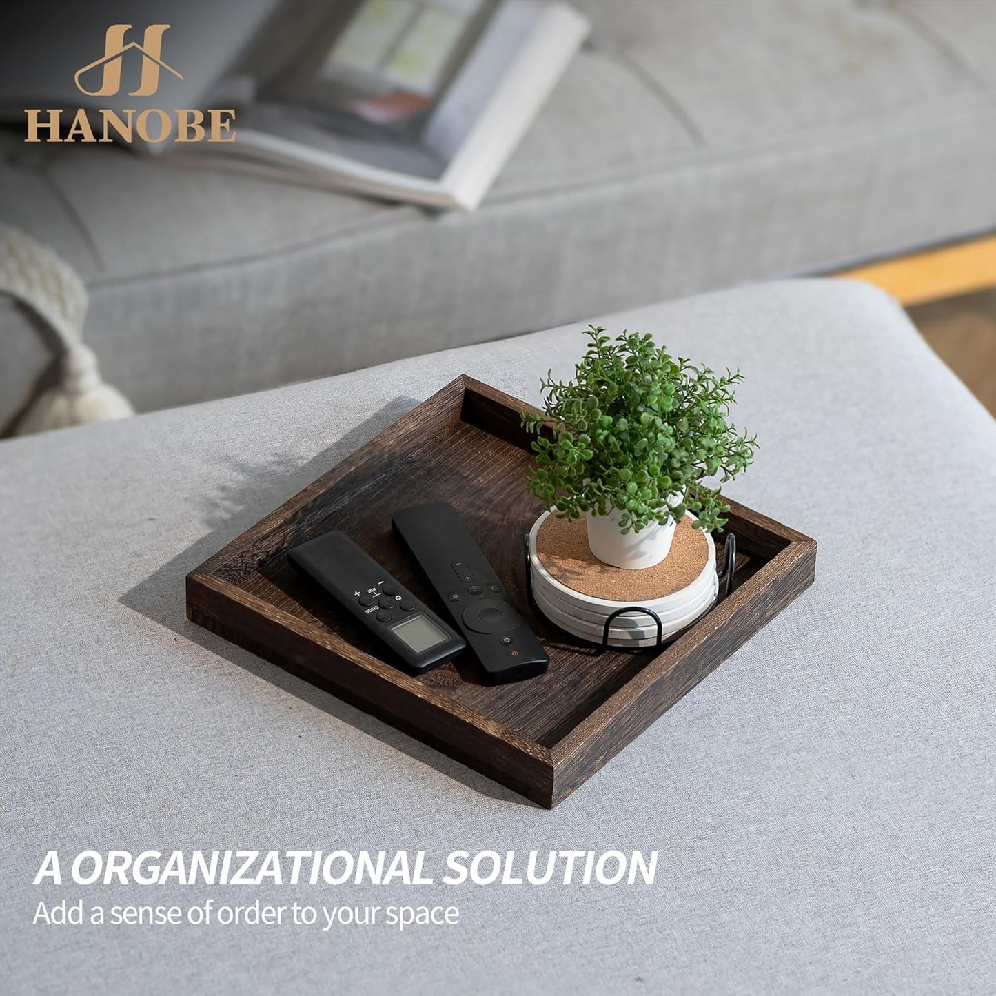 Small Wood Decorative Trays for Ottoman Coffee Tables