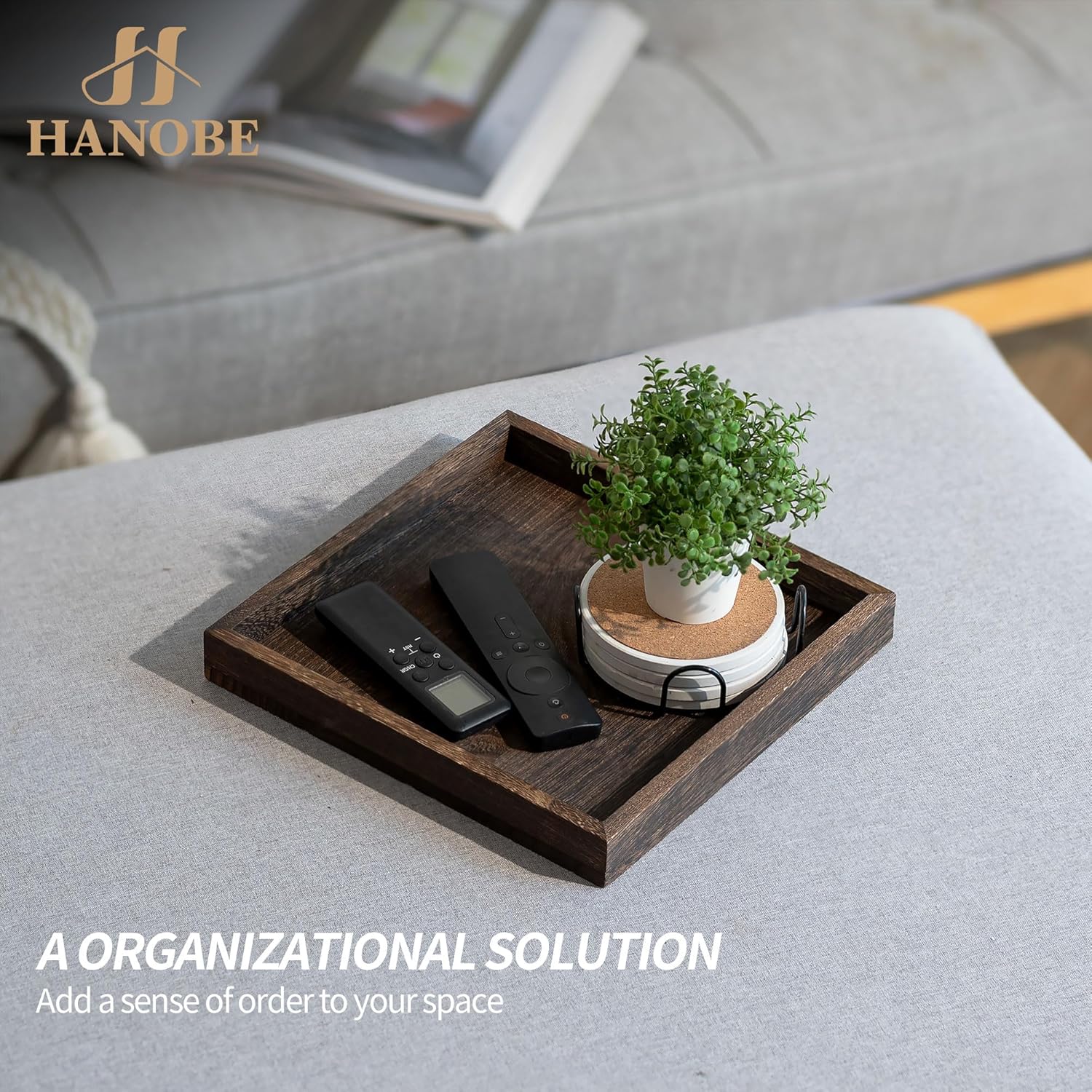 Small Wood Decorative Trays for Ottoman Coffee Tables
