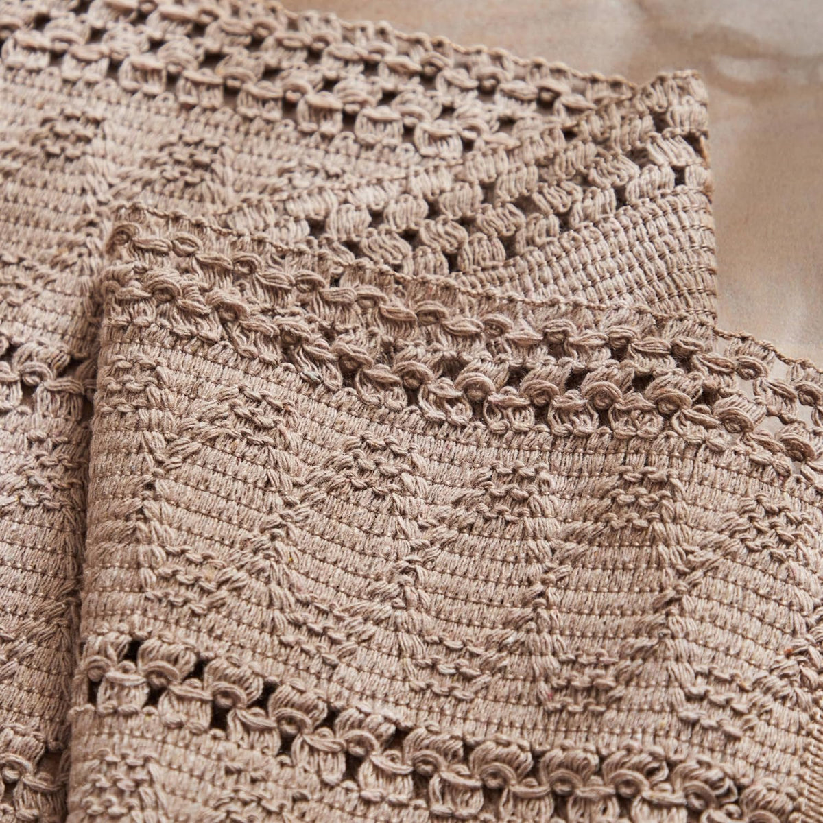Macrame Style Boho Placemats Set of 6, Taupe 12x20 Inch | Decorative Farmhouse Table Mats, Natural Cotton Woven Place