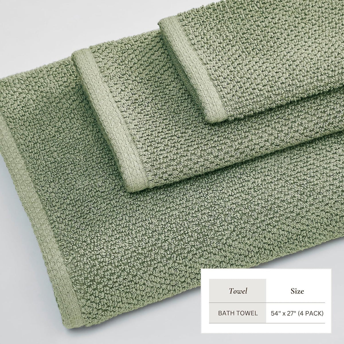 Great Bay Home 100% Cotton 4 Pack 54x27 Bath Towel Set - Absorbent, Quick-Drying, Durable Towels for Bathroom Decor