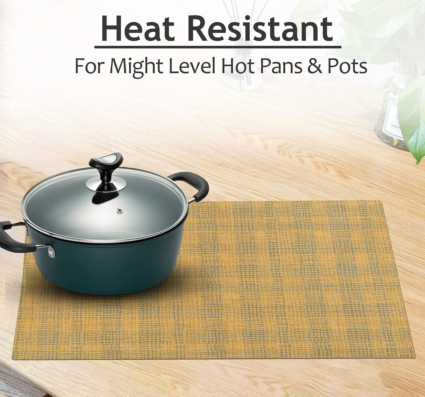 Ruvanti Placemats Set of 6, 100% Cotton Place Mats of 13"x19" – Wet Net | Heat, Stain resistant, Washable, Non-Slip