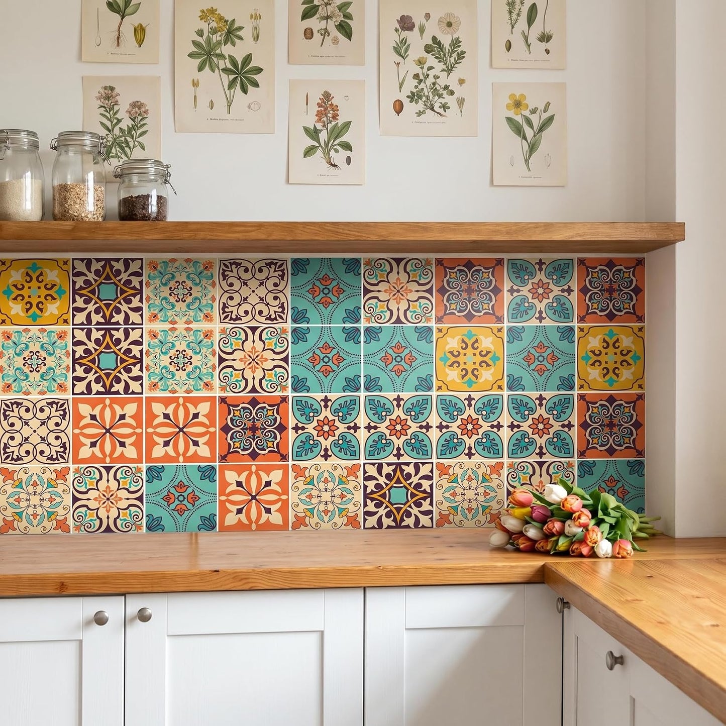 Terracotta and Tile Stickers / Teal / 5.9 Inch / Set of 16