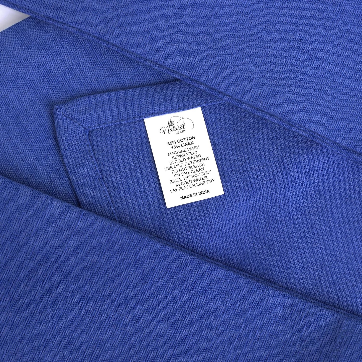 NATURALCRAFT Cloth Napkins Set of 12 Cotton Linen18x18 inch Royal Blue | Washable Reusable Fabric Soft Durable Quality