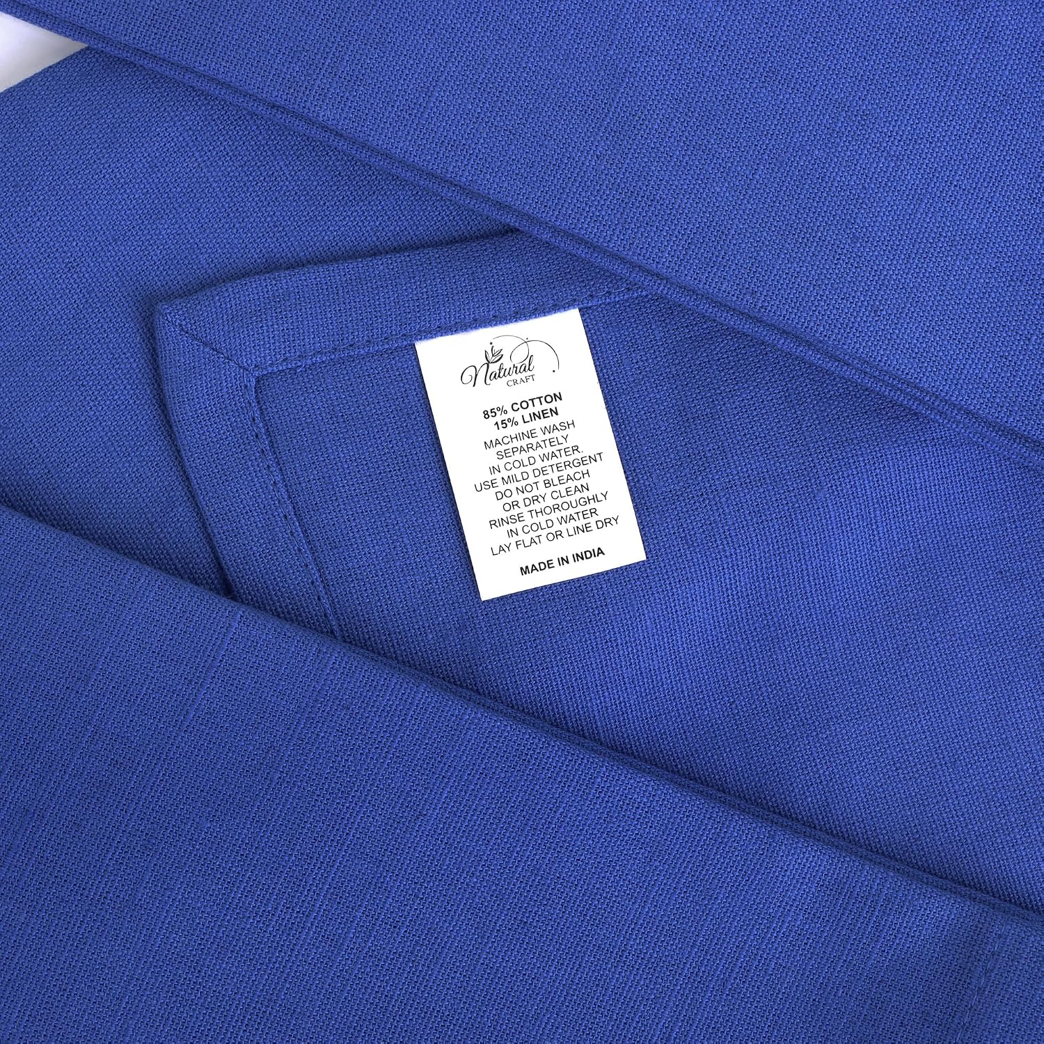 NATURALCRAFT Cloth Napkins Set of 12 Cotton Linen18x18 inch Royal Blue | Washable Reusable Fabric Soft Durable Quality
