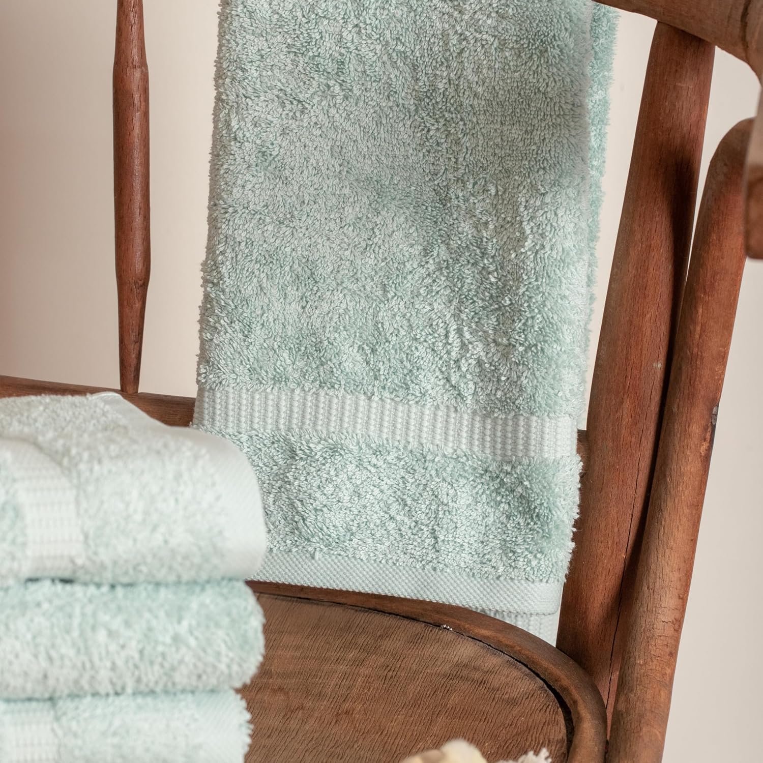 SALBAKOS 6-Piece 100% Turkish Cotton Hand Towels, 16x30 inch, Seafoam Green | Large Size Thick Super Soft Highly