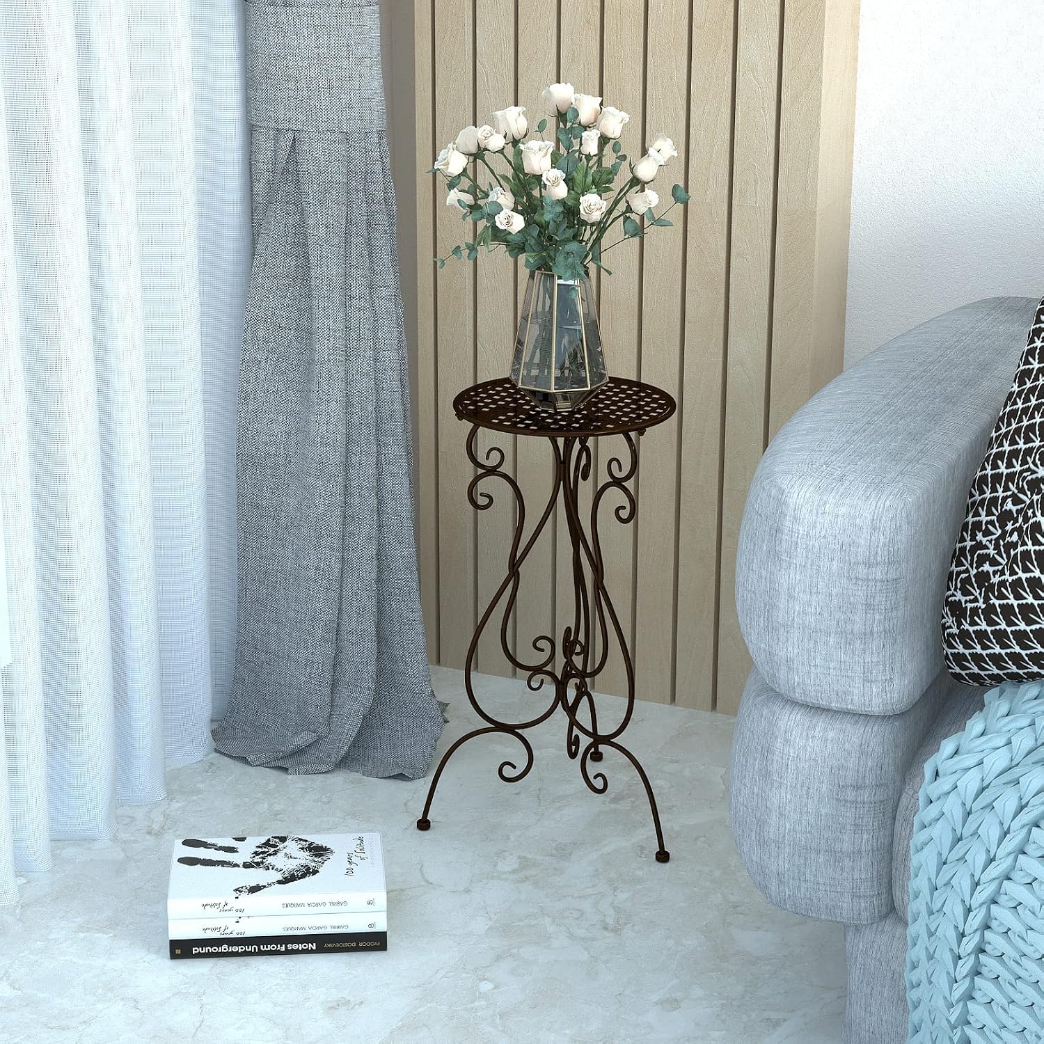 NAKUPE Metal Plant Stand Indoor Outdoor, Heavy Duty Flower Pot Stands 22.5 Inch Tall, Single Plants Pedestal Table for
