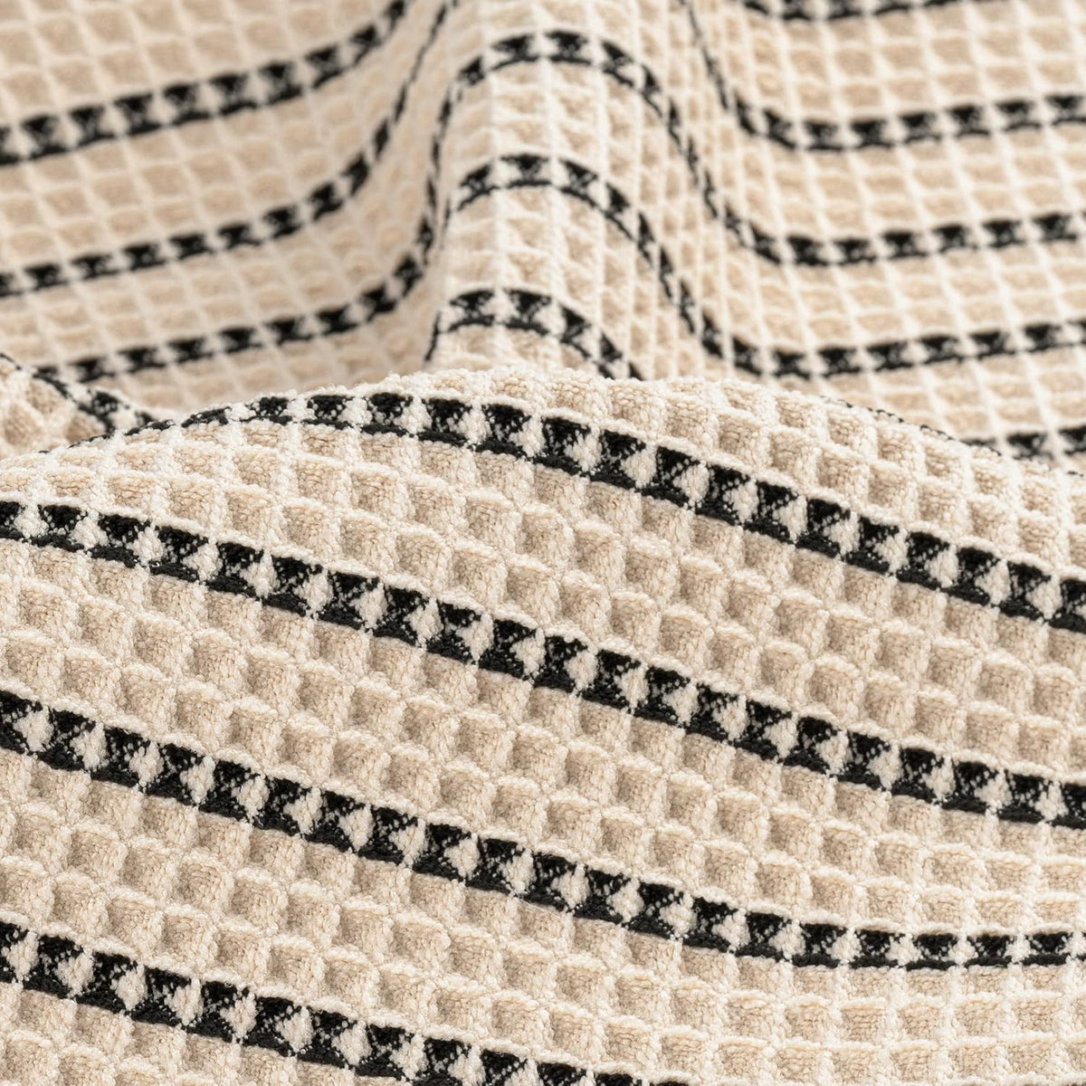 POLYTE 430 GSM Poly Blend Microfiber Quick Dry Waffle Bath Towel Set of 6 | 2-Body Towels, 2-Hand Towels, 2-Wash