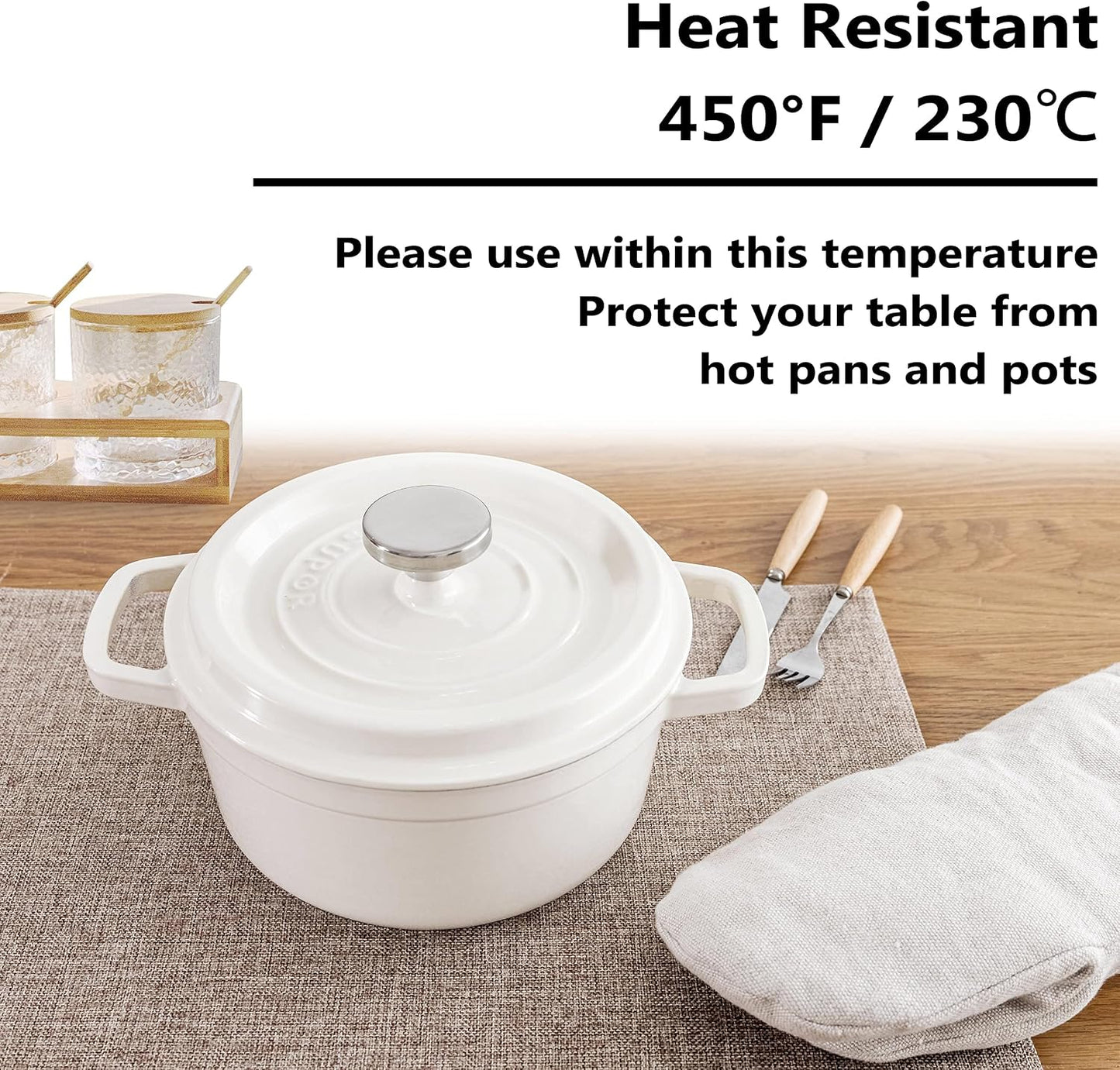 Home Brilliant Cotton Linen Placemats Set of 6 Heat Resistant Textured Place mats Washable Cloth Placemats for Kitchen