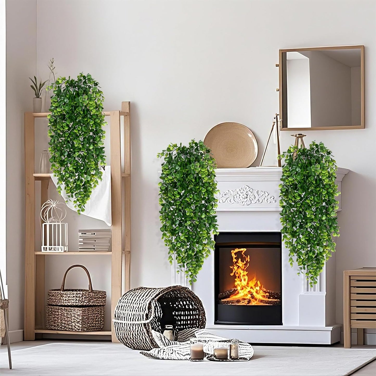 Fake Hanging Fake Eucalyptus Leaves UV Resistant / Photos Ivy Vines / Plants / 2.7 Inch / Set of 4