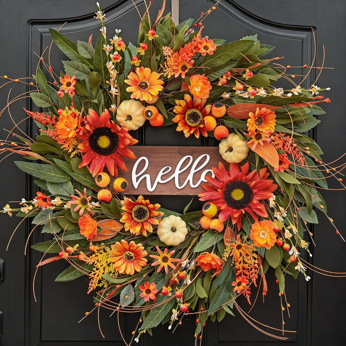 Waipfaru 2 Pack Fall Decor, 22" Fall Wreaths for Front Door, Autumn Wreath