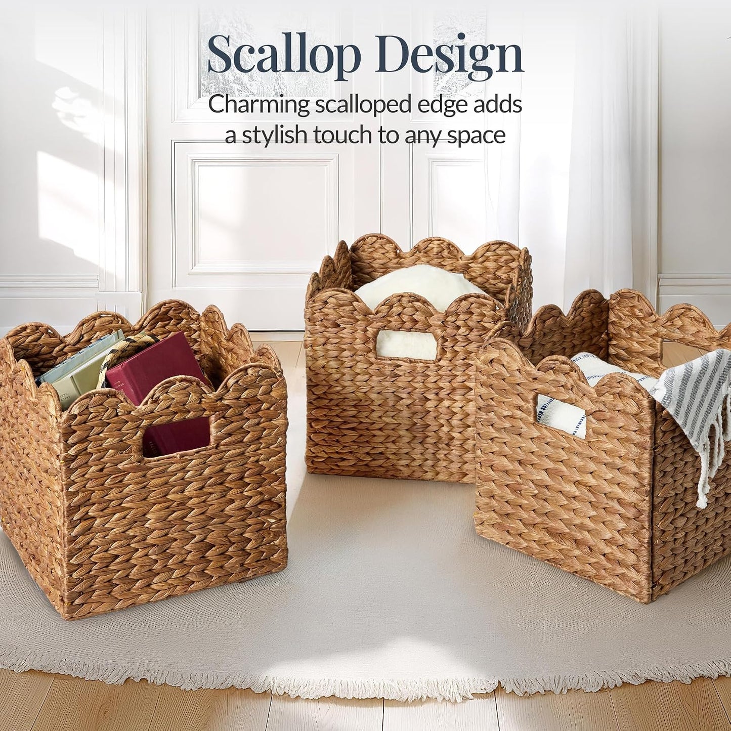 in Scalloped Hyacinth Baskets / 13 x 13 / Chestnut / Set of 5